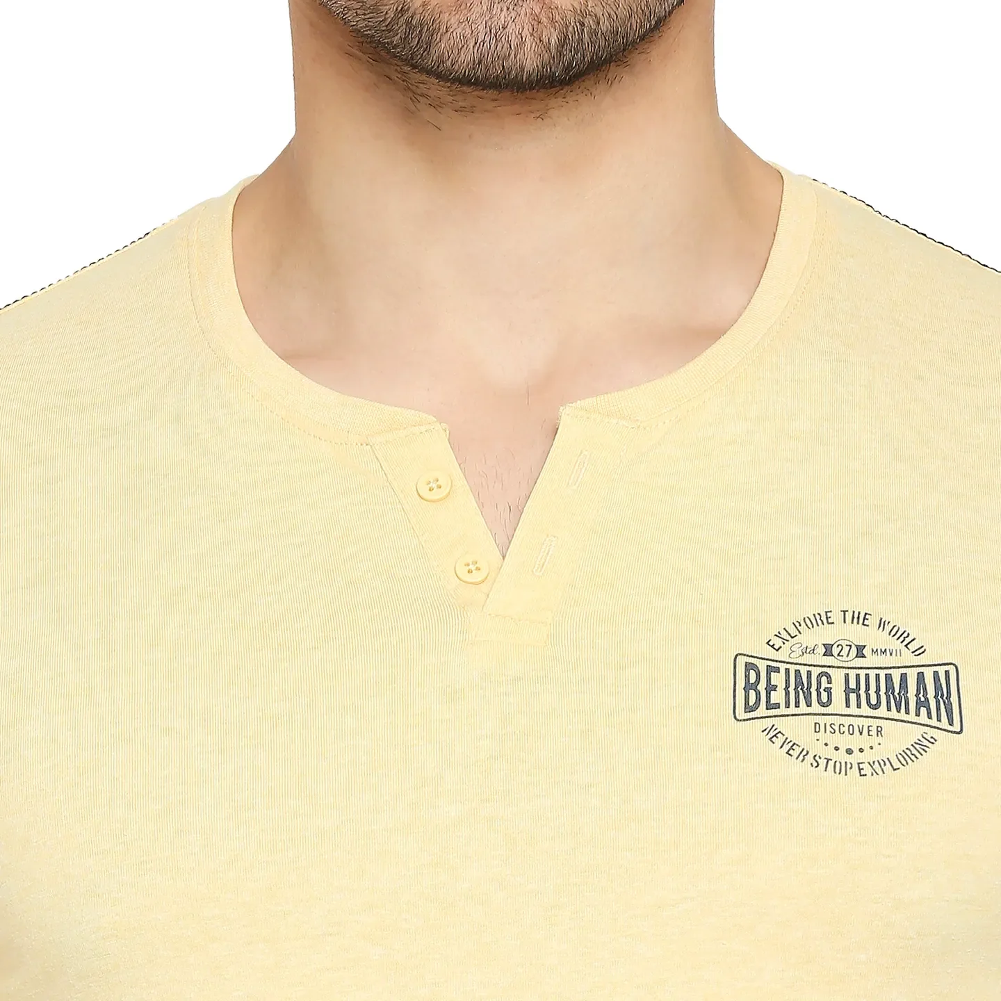 Yellow Regular Fit Men's Short Sleeves T-Shirt by Being Human Clothing - Image 5