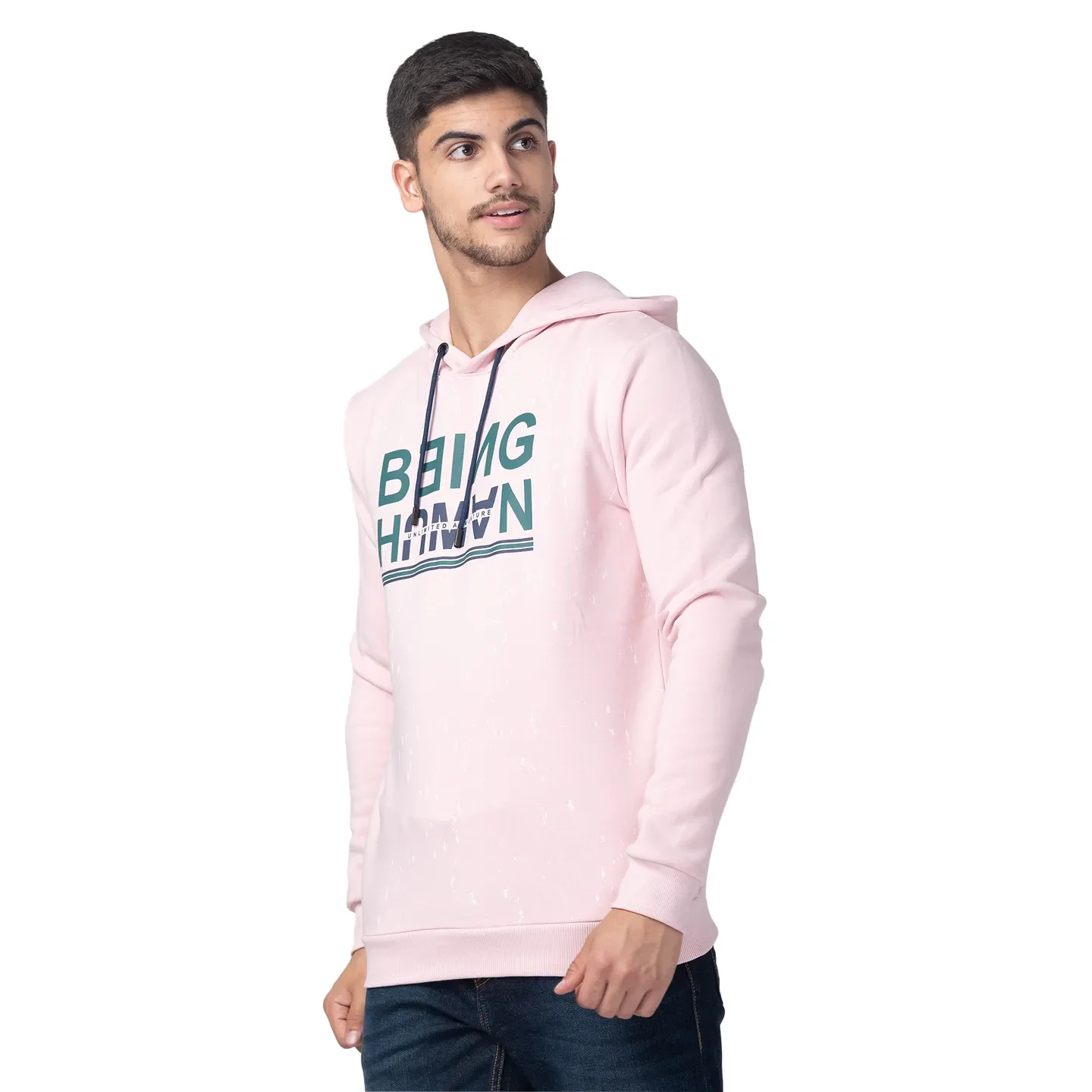Baby Pink Regular Fit Men's Hoodie by Being Human Clothing - Image 2