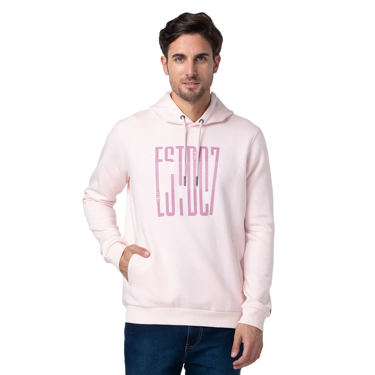 Baby Pink Regular Fit Men's Hoodie by Being Human Clothing