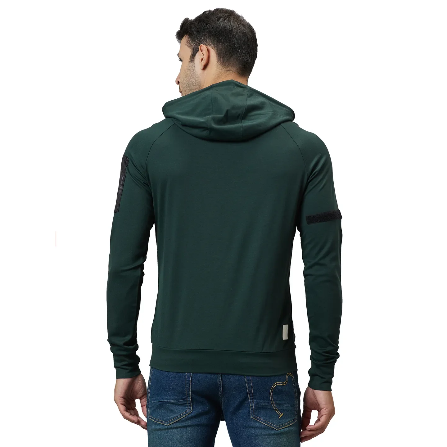 Green Regular Fit  Long Sleeves Rayon And Nylon Men's Hoodie by Being Human Clothing - Image 3