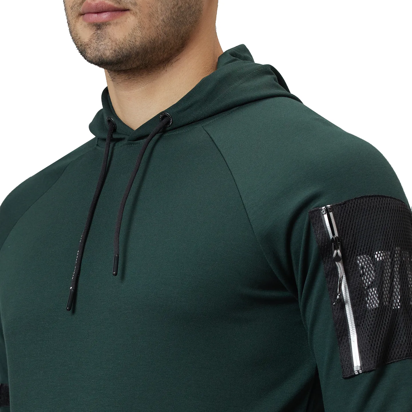 Green Regular Fit  Long Sleeves Rayon And Nylon Men's Hoodie by Being Human Clothing - Image 5