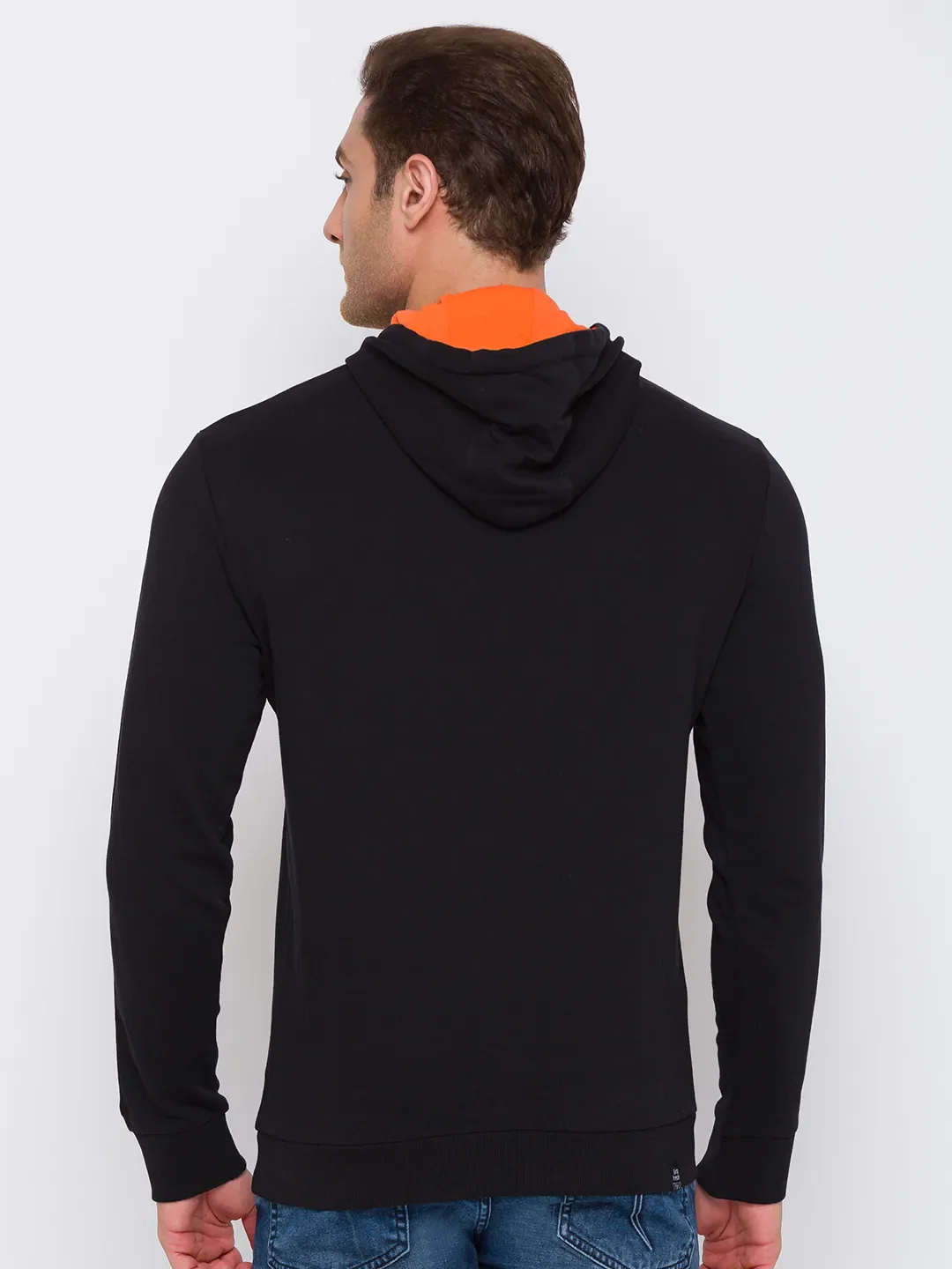 Black Regular Fit  Long Sleeves Cotton Men's Hoodie by Being Human Clothing - Image 3
