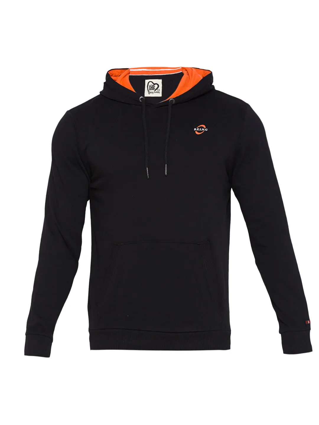 Black Regular Fit  Long Sleeves Cotton Men's Hoodie by Being Human Clothing - Image 7