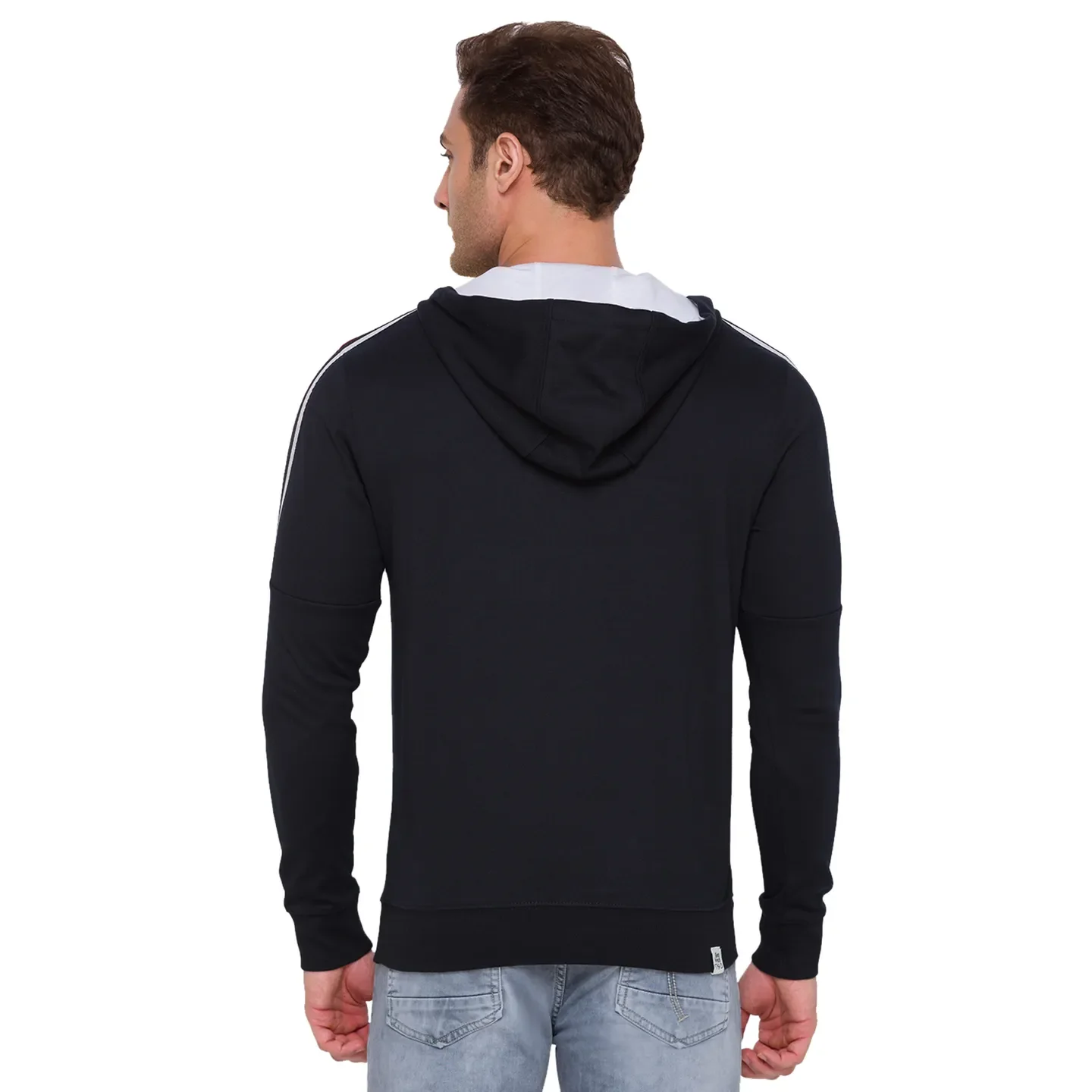 Black Regular Fit  Long Sleeves Cotton Men's Hoodie by Being Human Clothing - Image 3