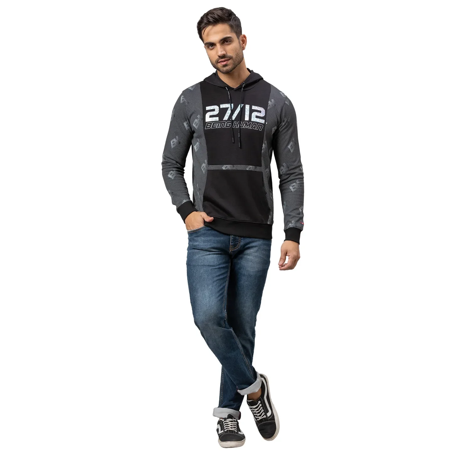 Black Regular Fit Men's Hoodie by Being Human Clothing - Image 2