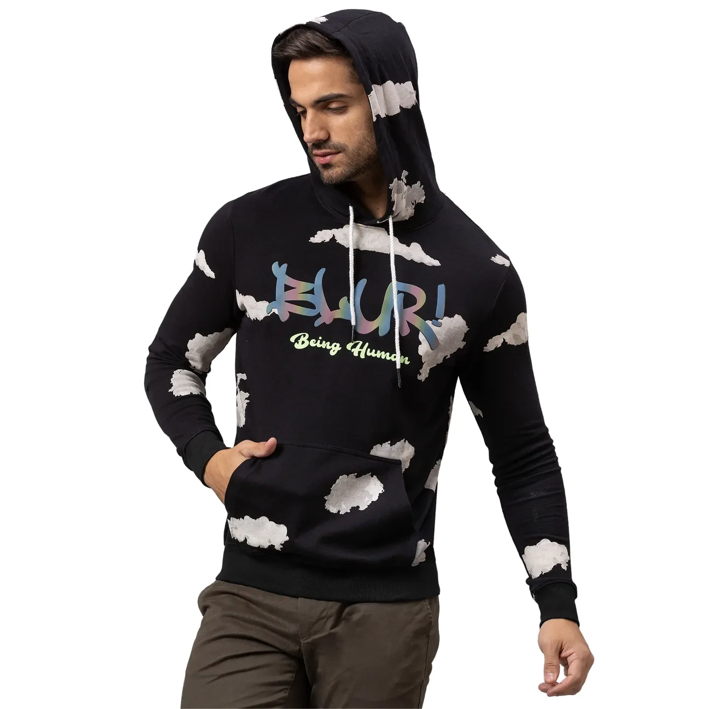 Black Regular Fit Men's Hoodie by Being Human Clothing - Image 4