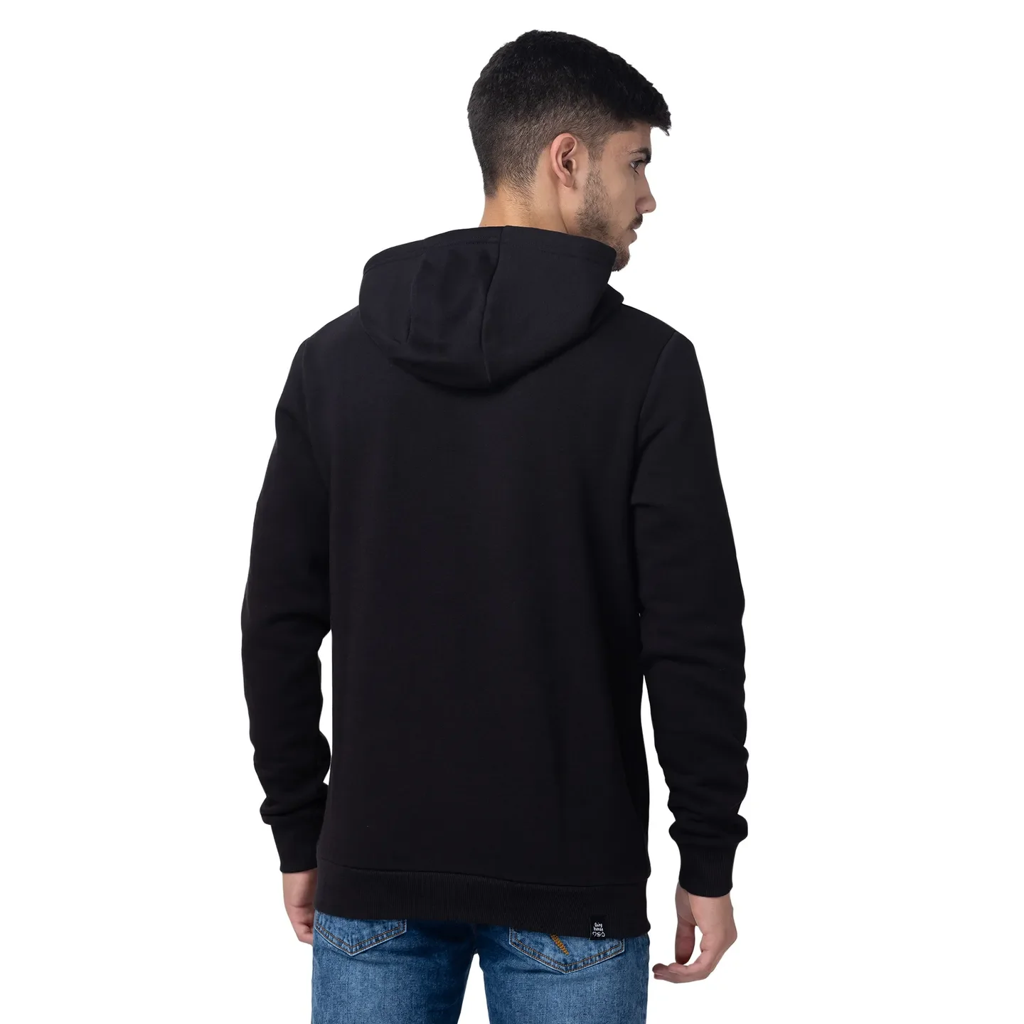 Black Regular Fit  Long Sleeves Cotton Men's Hoodie by Being Human Clothing - Image 3