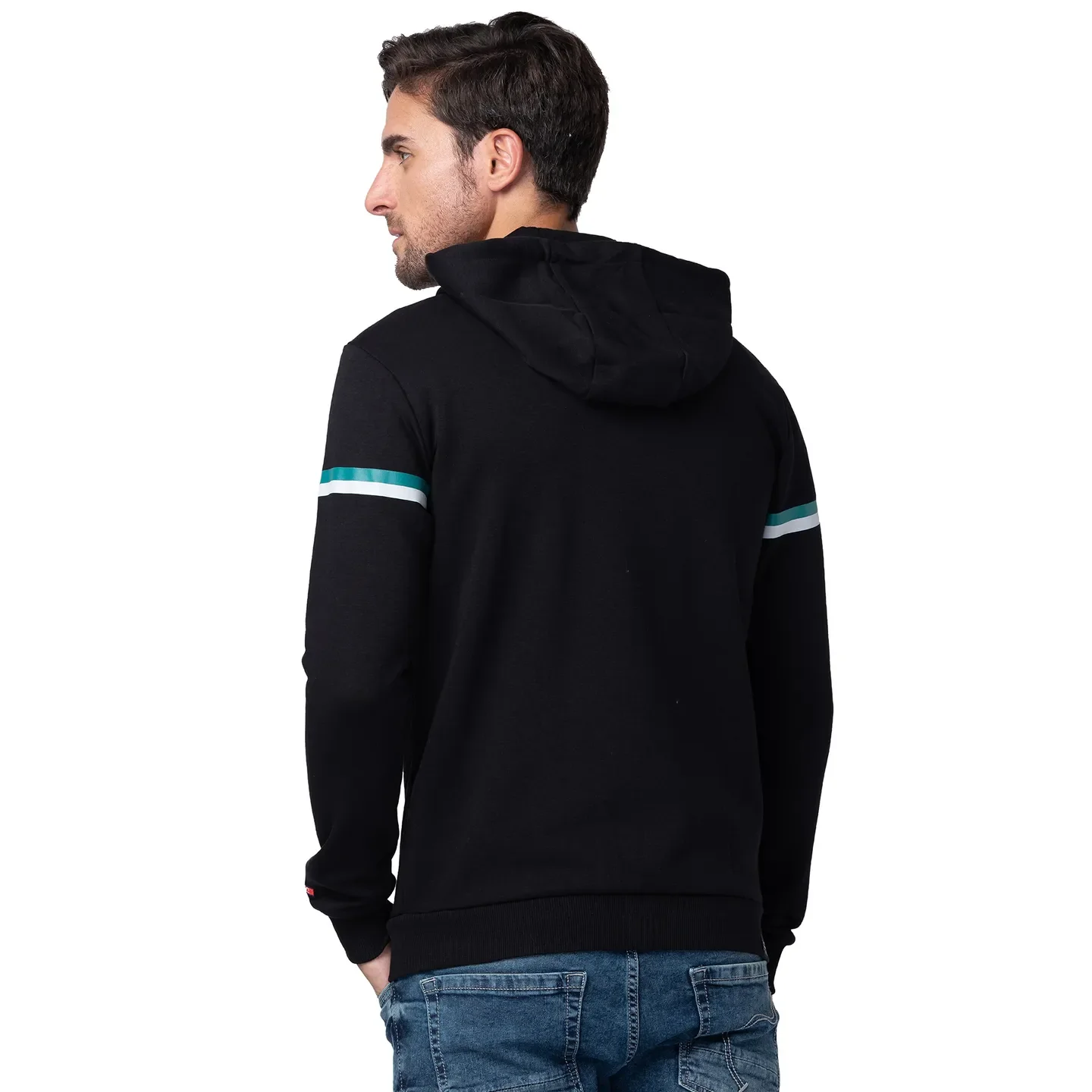 Black Regular Fit Long Sleeves Cotton Men's Hoodie by Being Human Clothing - Image 3