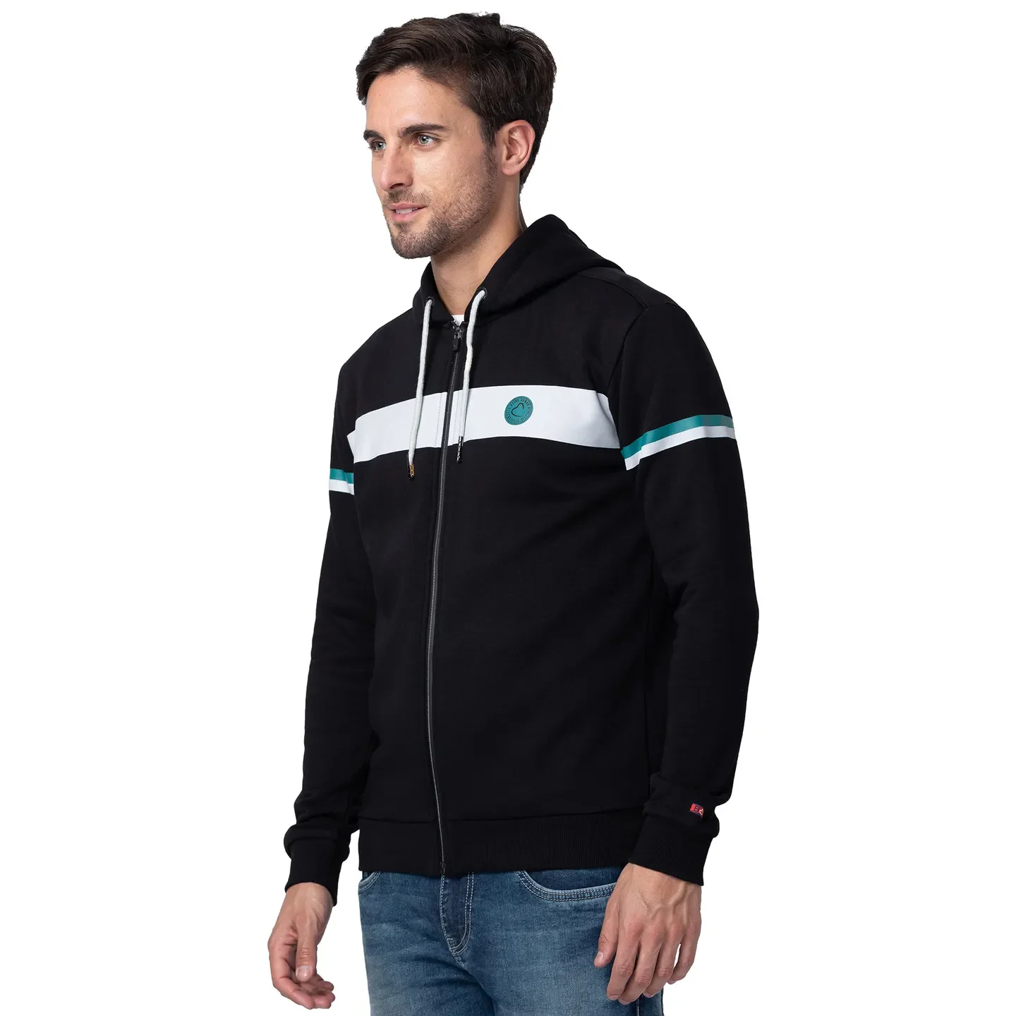 Black Regular Fit Long Sleeves Cotton Men's Hoodie by Being Human Clothing - Image 4
