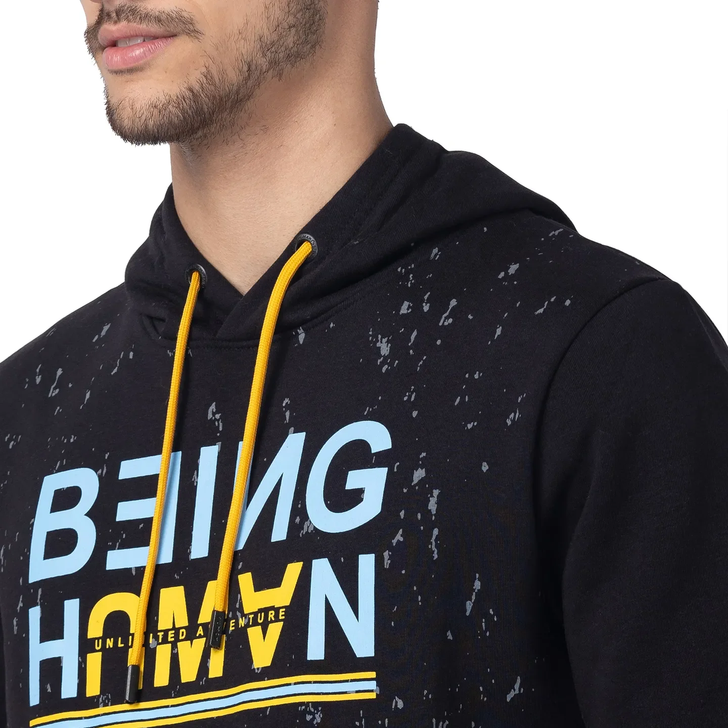 Black Regular Fit Long Sleeves Cotton Men's Hoodie by Being Human Clothing - Image 4