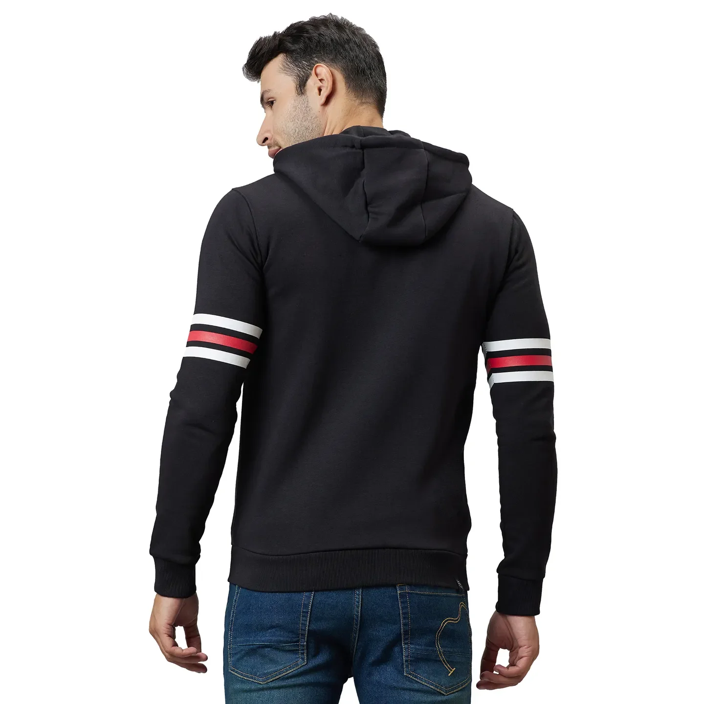 Black Regular Fit  Long Sleeves Cotton Men's Hoodie by Being Human Clothing - Image 3