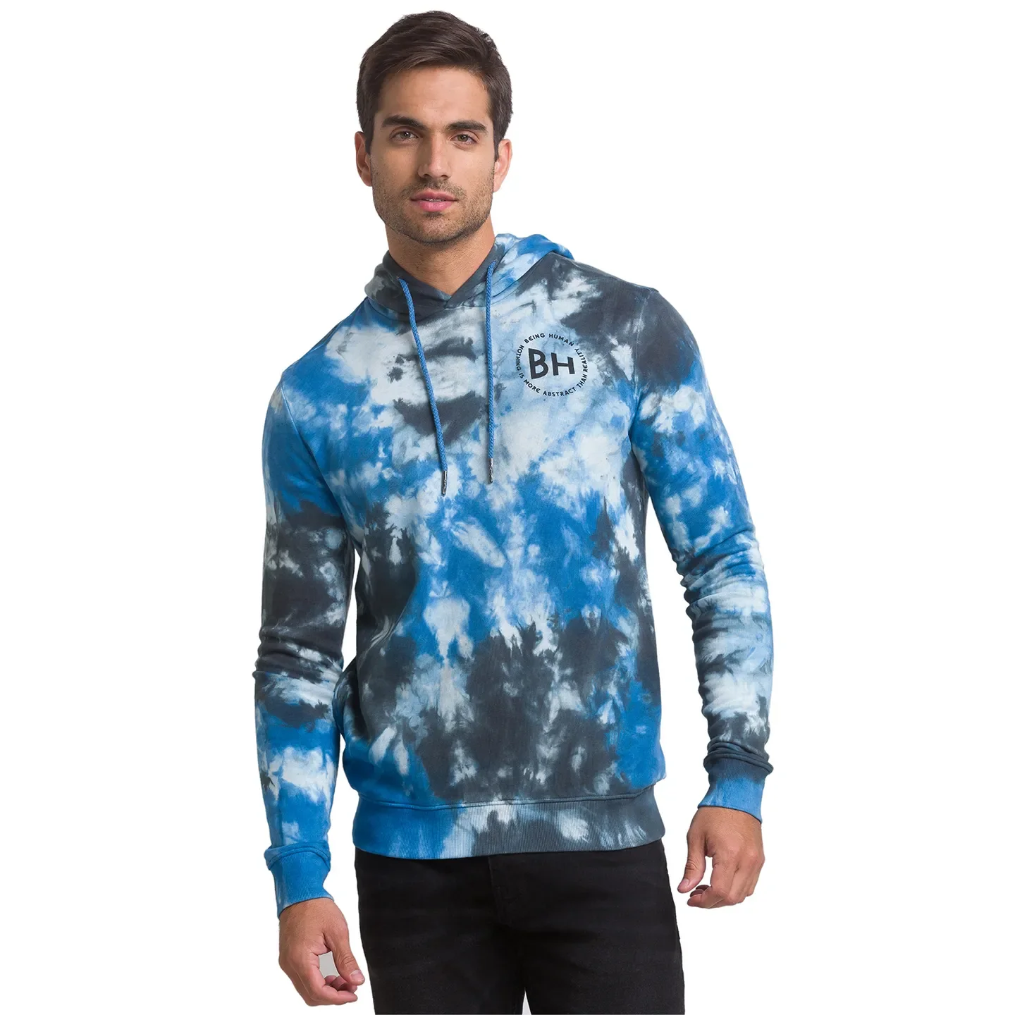 Blue Regular Fit Long Sleeves Cotton Men's Hoodie by Being Human Clothing