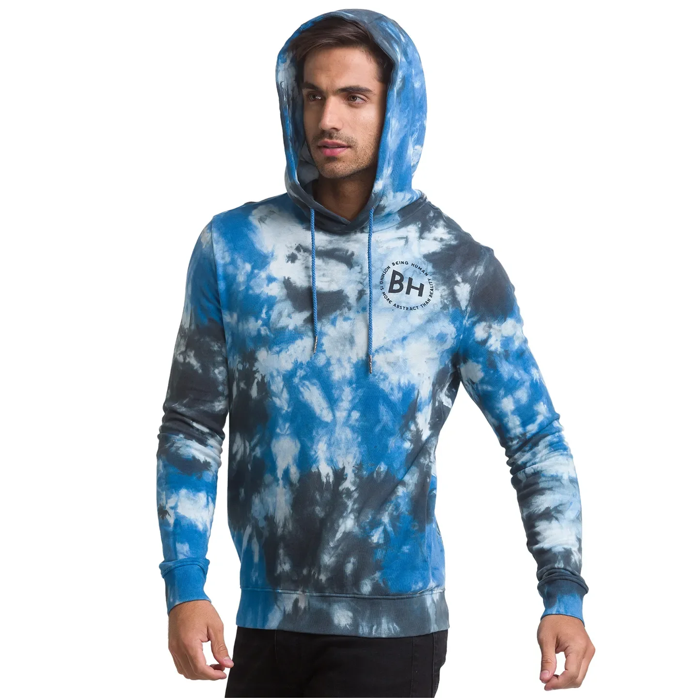 Blue Regular Fit Long Sleeves Cotton Men's Hoodie by Being Human Clothing - Image 2