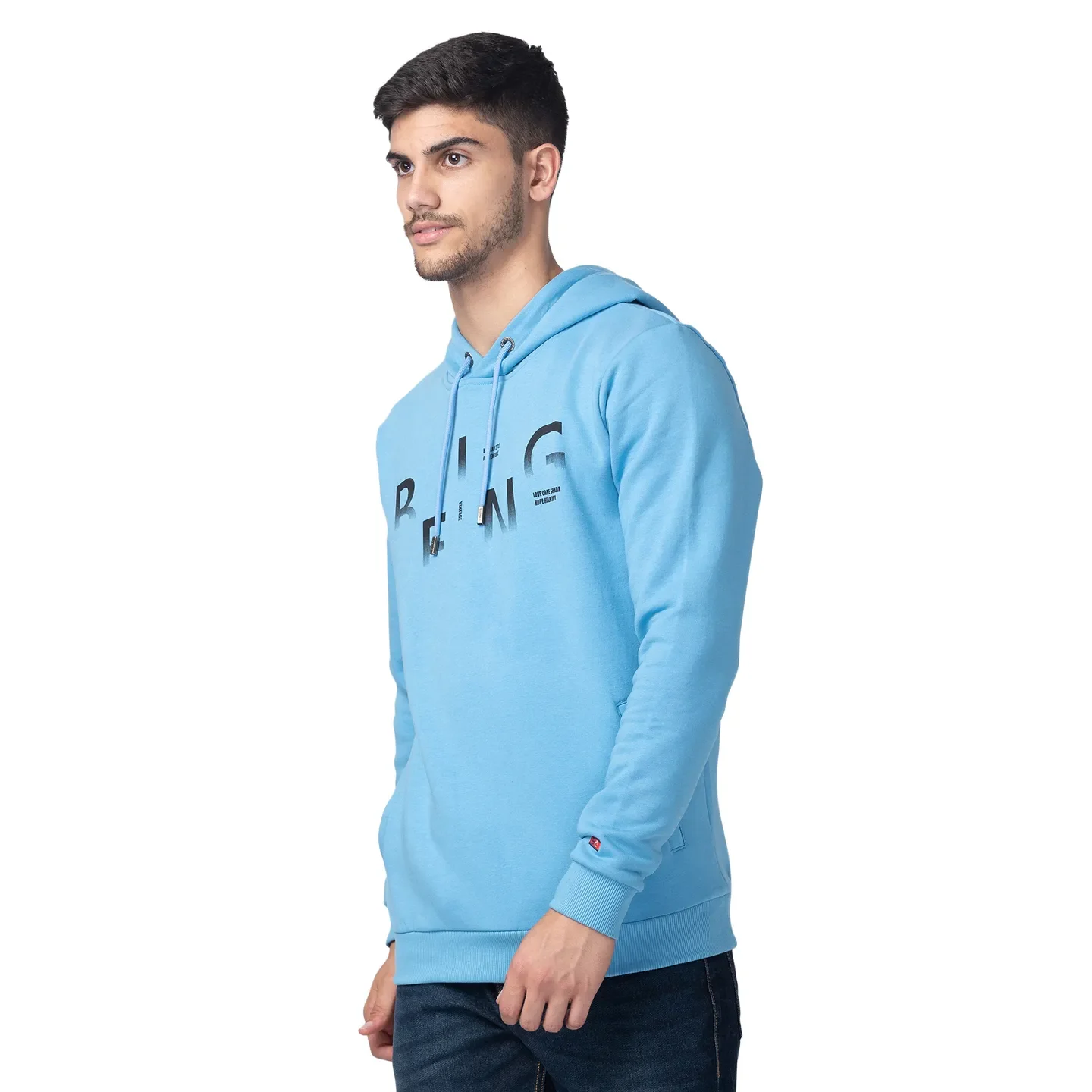 Blue Regular Fit Long Sleeves Cotton Men's Hoodie by Being Human Clothing - Image 2