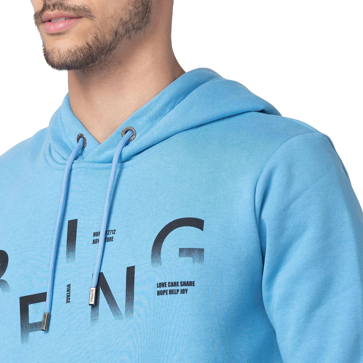 Blue Regular Fit Long Sleeves Cotton Men's Hoodie by Being Human Clothing - Image 4