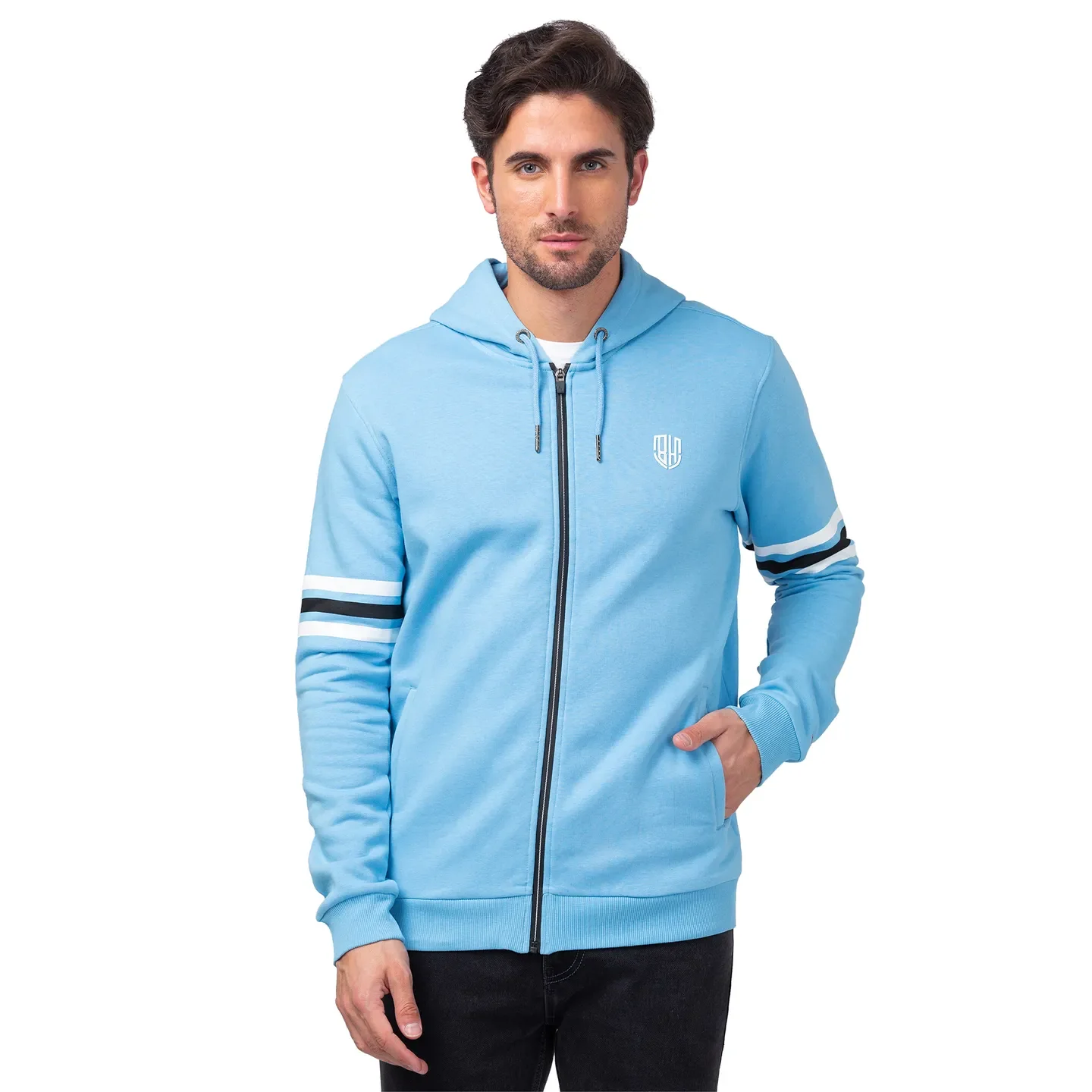 Blue Regular Fit Long Sleeves Cotton Men's Hoodie by Being Human Clothing
