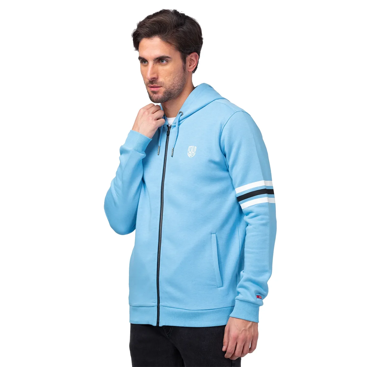 Blue Regular Fit Long Sleeves Cotton Men's Hoodie by Being Human Clothing - Image 2
