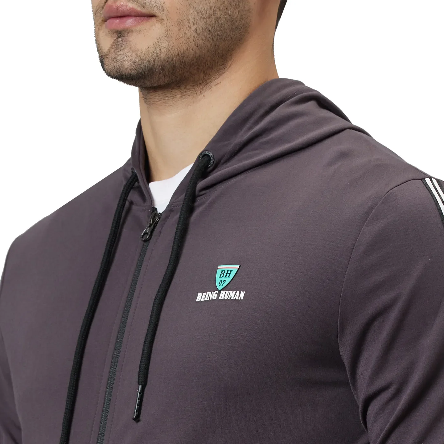 Grey Regular Fit Men's Hoodie by Being Human Clothing - Image 5