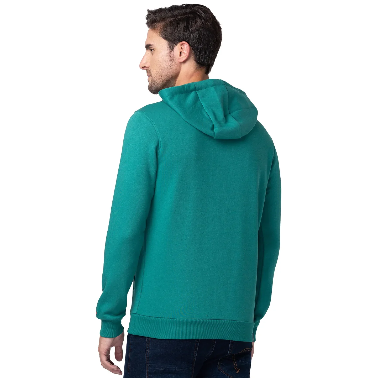 Green Regular Fit  Long Sleeves Cotton Men's Hoodie by Being Human Clothing - Image 3