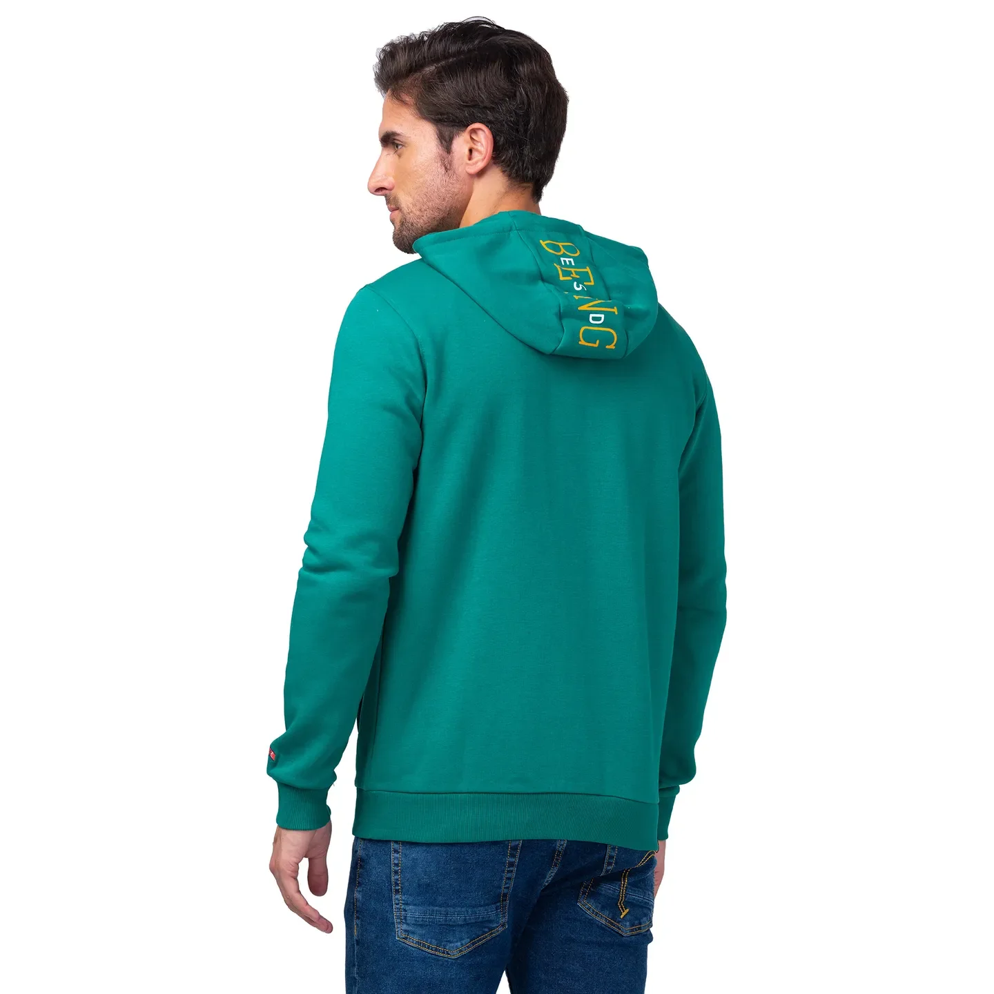 Dark Green Regular Fit Men's Hoodie by Being Human Clothing - Image 3