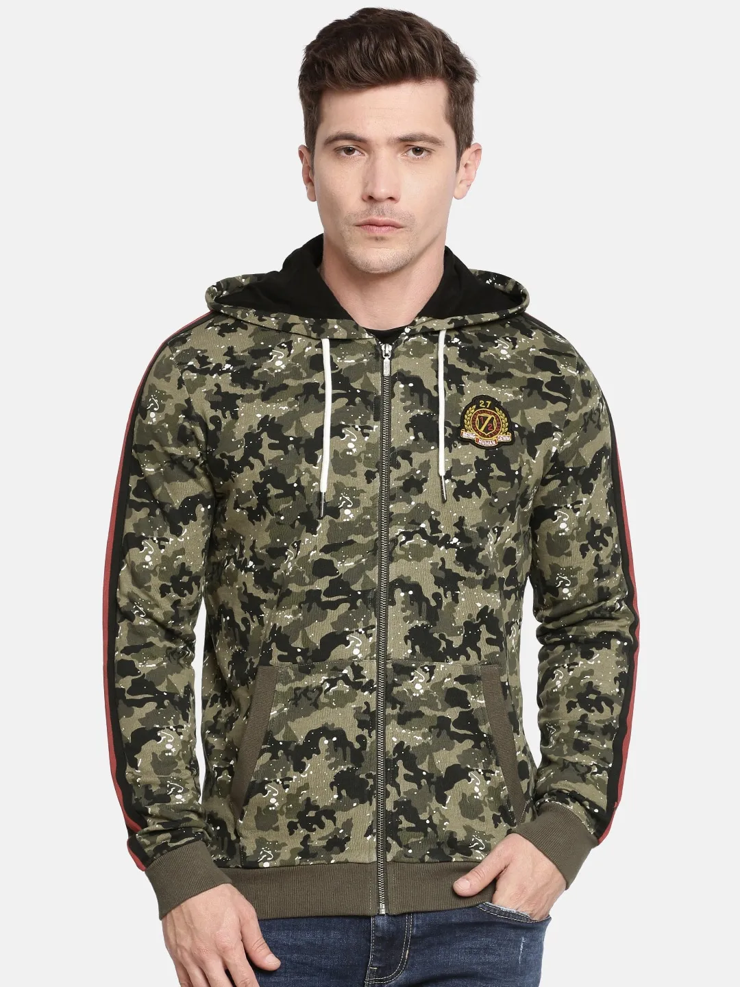 Beige Regular Fit  Long Sleeves Cotton Men's Hoodie by Being Human Clothing