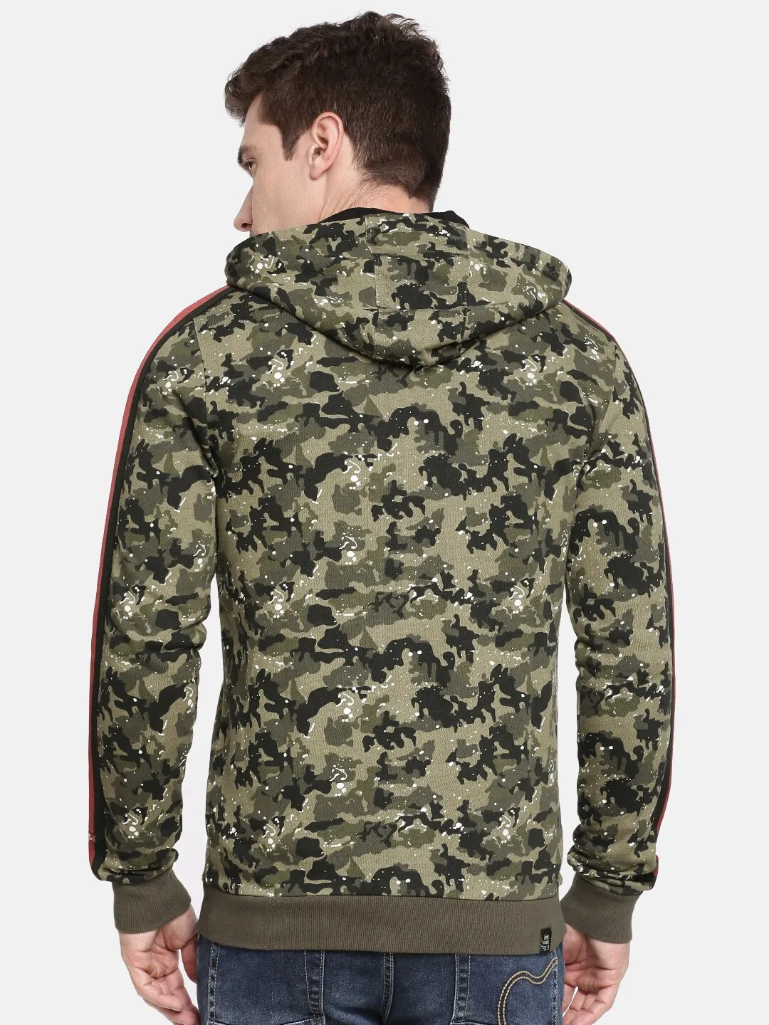 Beige Regular Fit  Long Sleeves Cotton Men's Hoodie by Being Human Clothing - Image 3