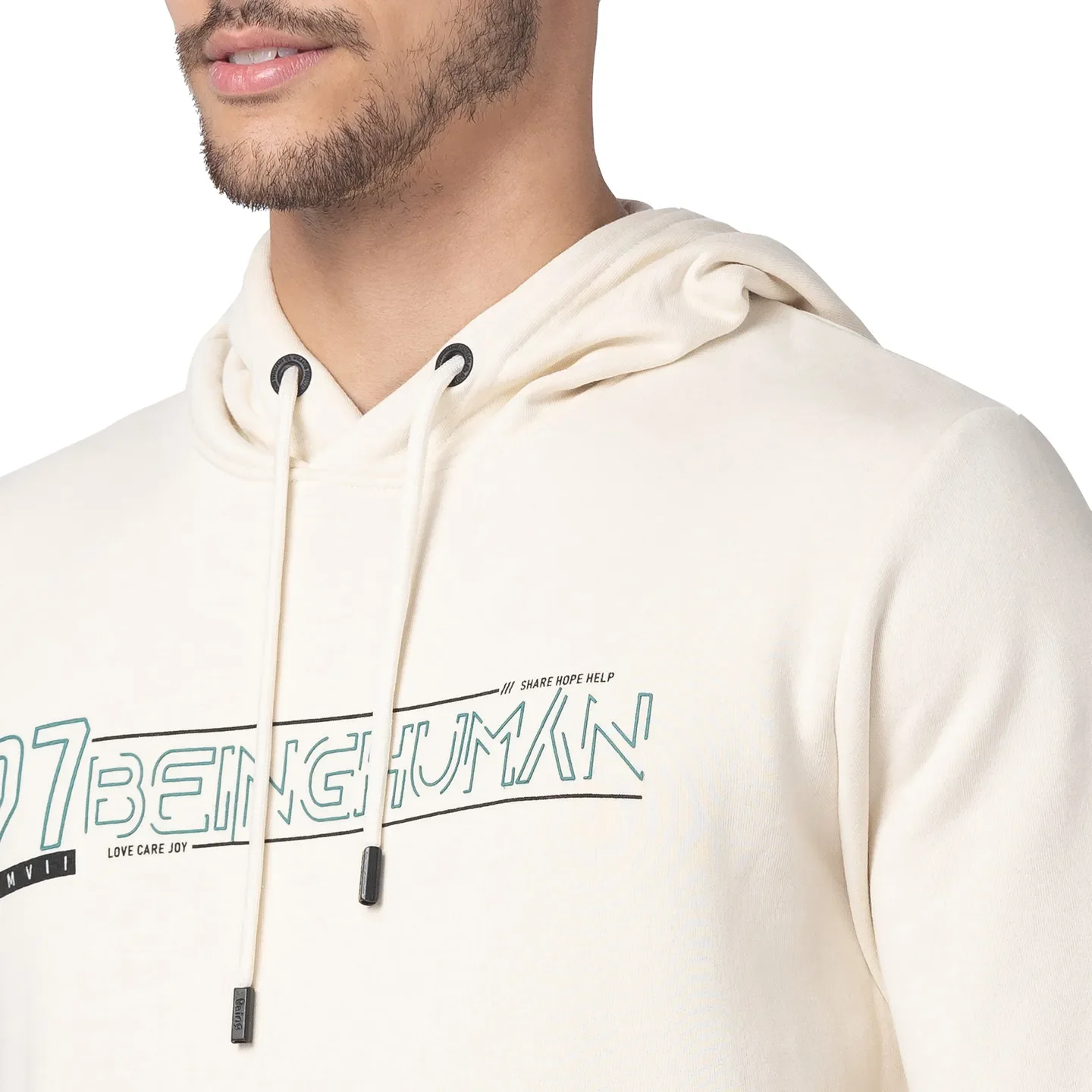 Beige Regular Fit Men's Hoodie by Being Human Clothing - Image 4