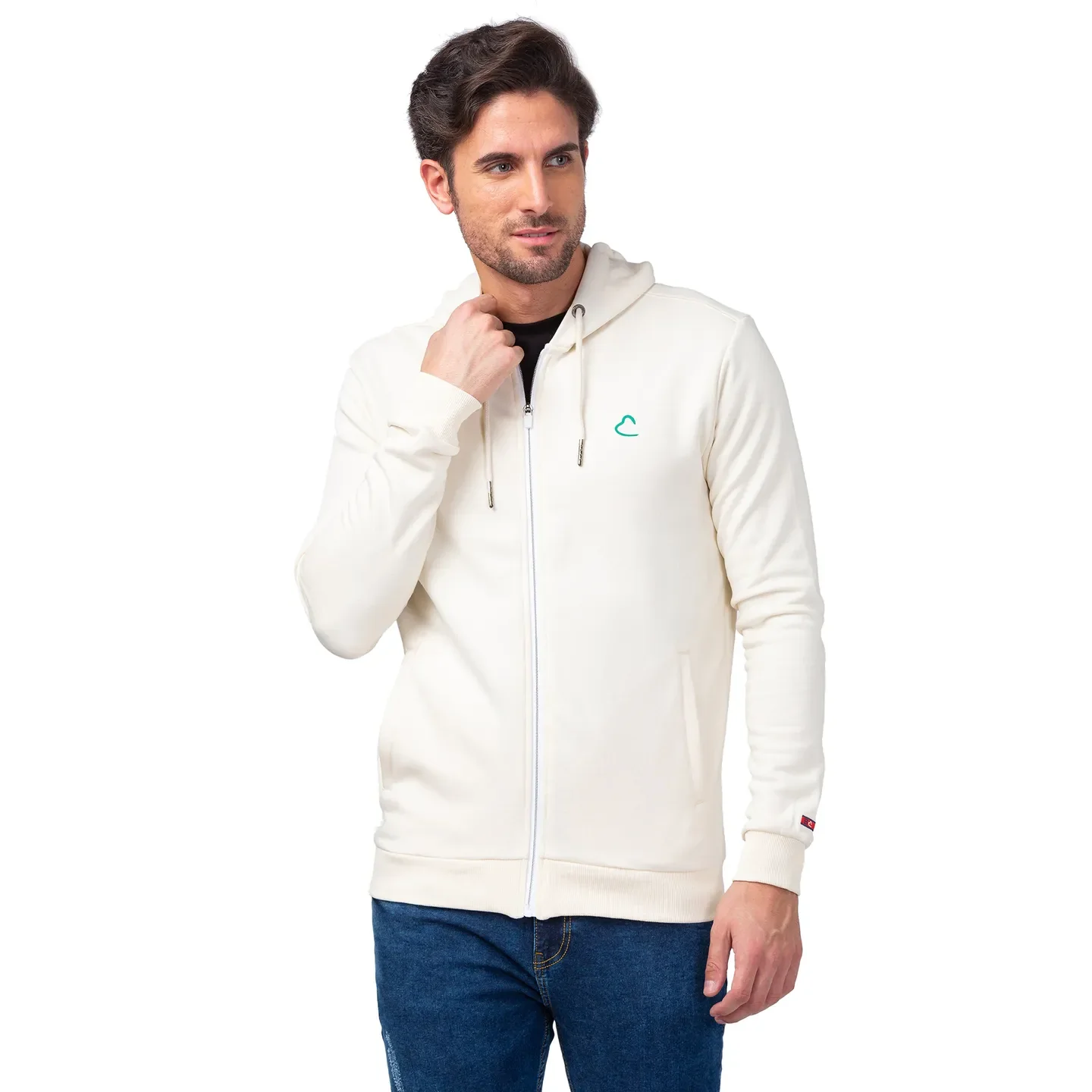 Beige Regular Fit Long Sleeves Cotton Men's Hoodie by Being Human Clothing