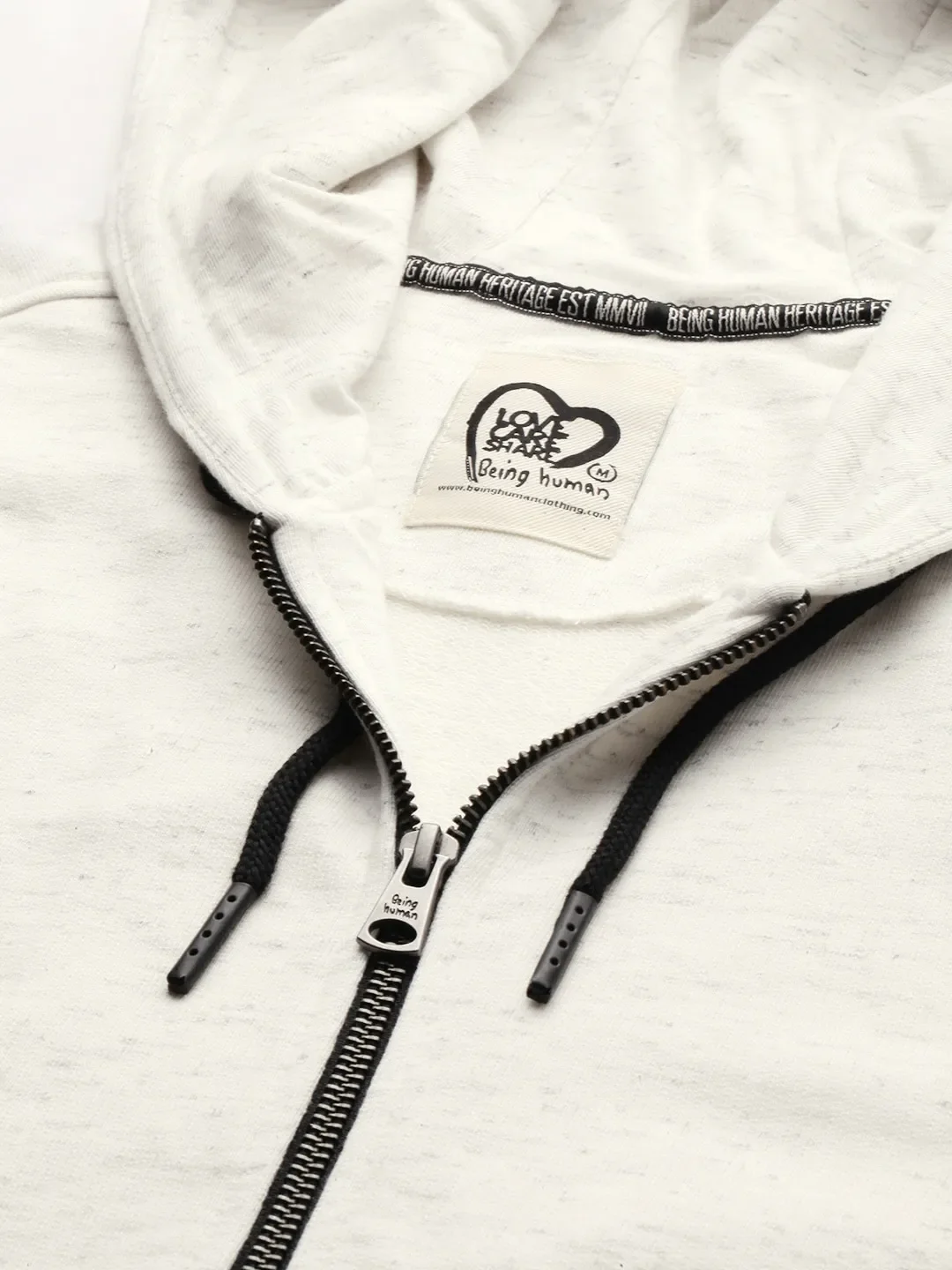 Beige Regular Fit  Long Sleeves Men's Hoodie by Being Human Clothing - Image 5