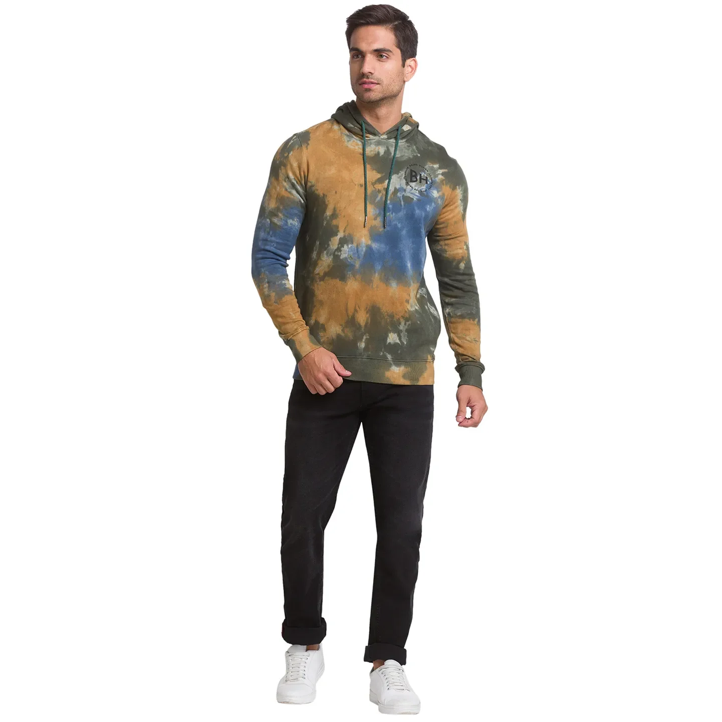 Green Regular Fit Long Sleeves Cotton Men's Hoodie by Being Human Clothing - Image 4