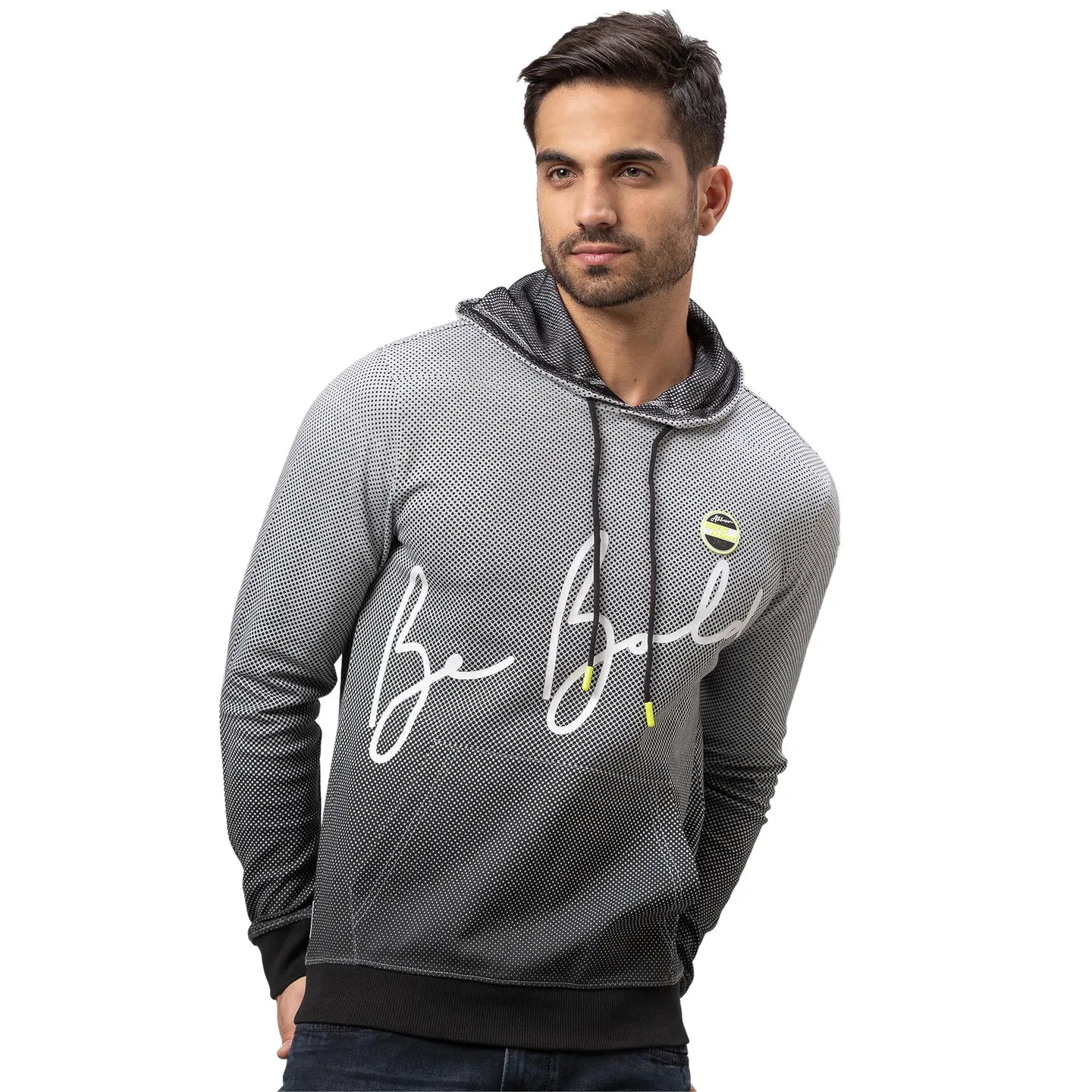 Grey Regular Fit  Long Sleeves Cotton Men's Hoodie by Being Human Clothing