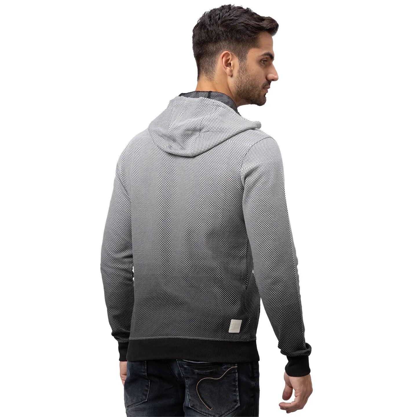 Grey Regular Fit  Long Sleeves Cotton Men's Hoodie by Being Human Clothing - Image 3