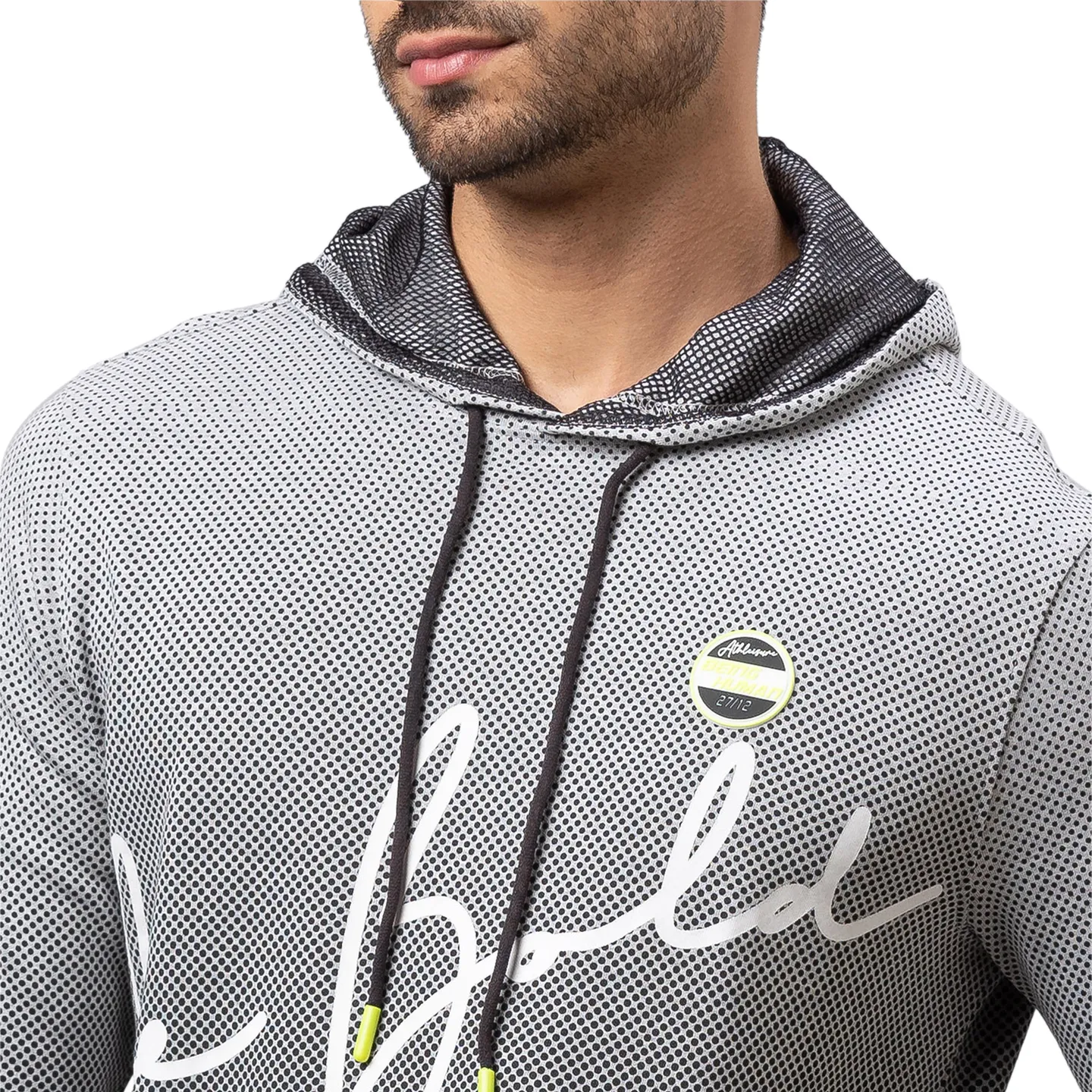 Grey Regular Fit  Long Sleeves Cotton Men's Hoodie by Being Human Clothing - Image 5