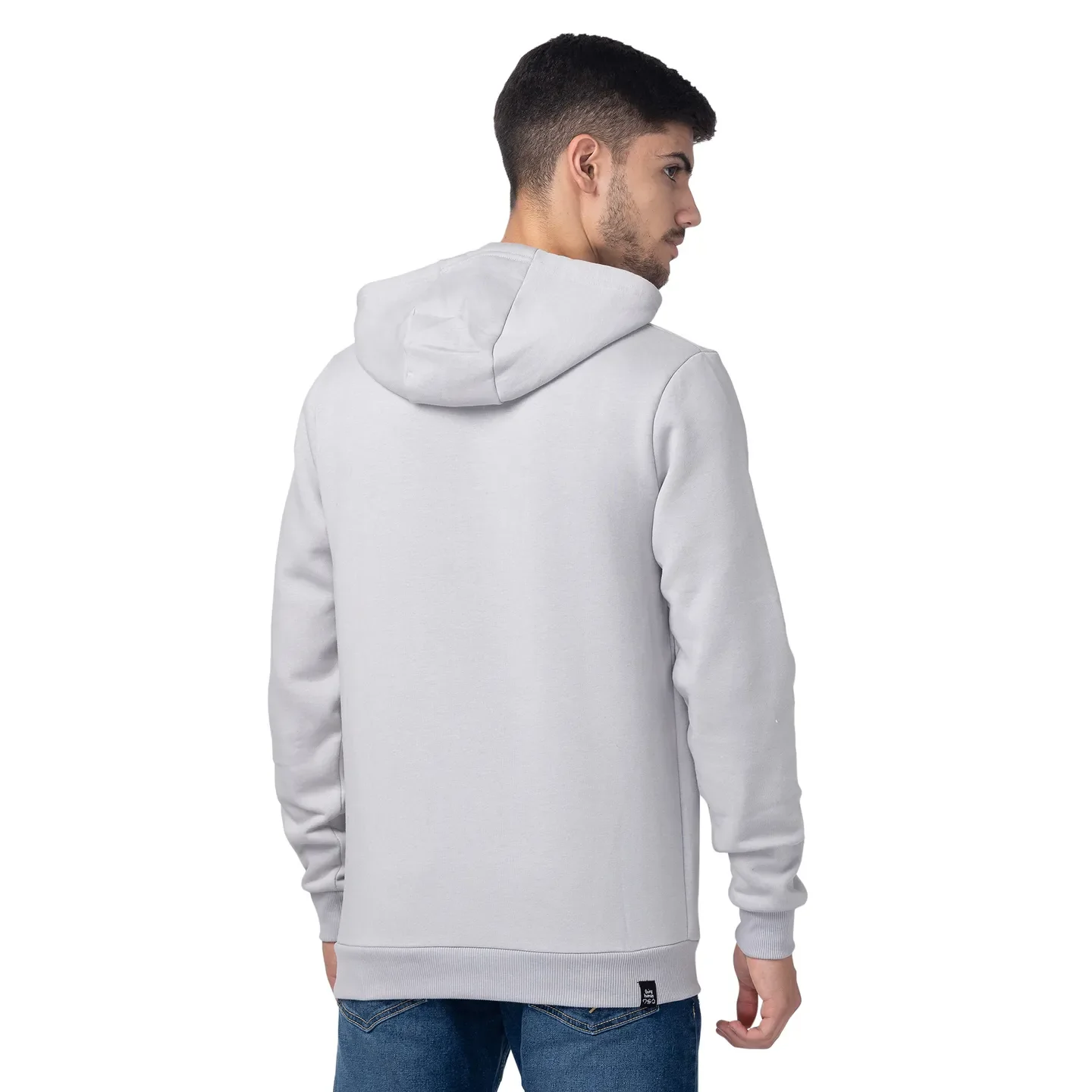 Grey Regular Fit  Long Sleeves Cotton Men's Hoodie by Being Human Clothing - Image 3