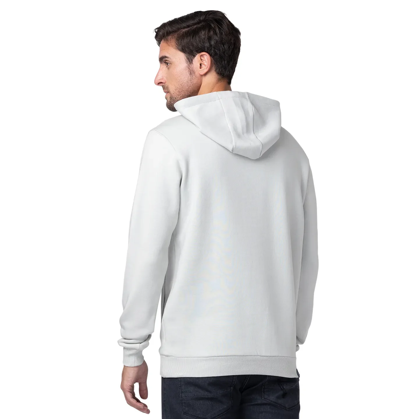 Grey Regular Fit  Long Sleeves Cotton Men's Hoodie by Being Human Clothing - Image 3