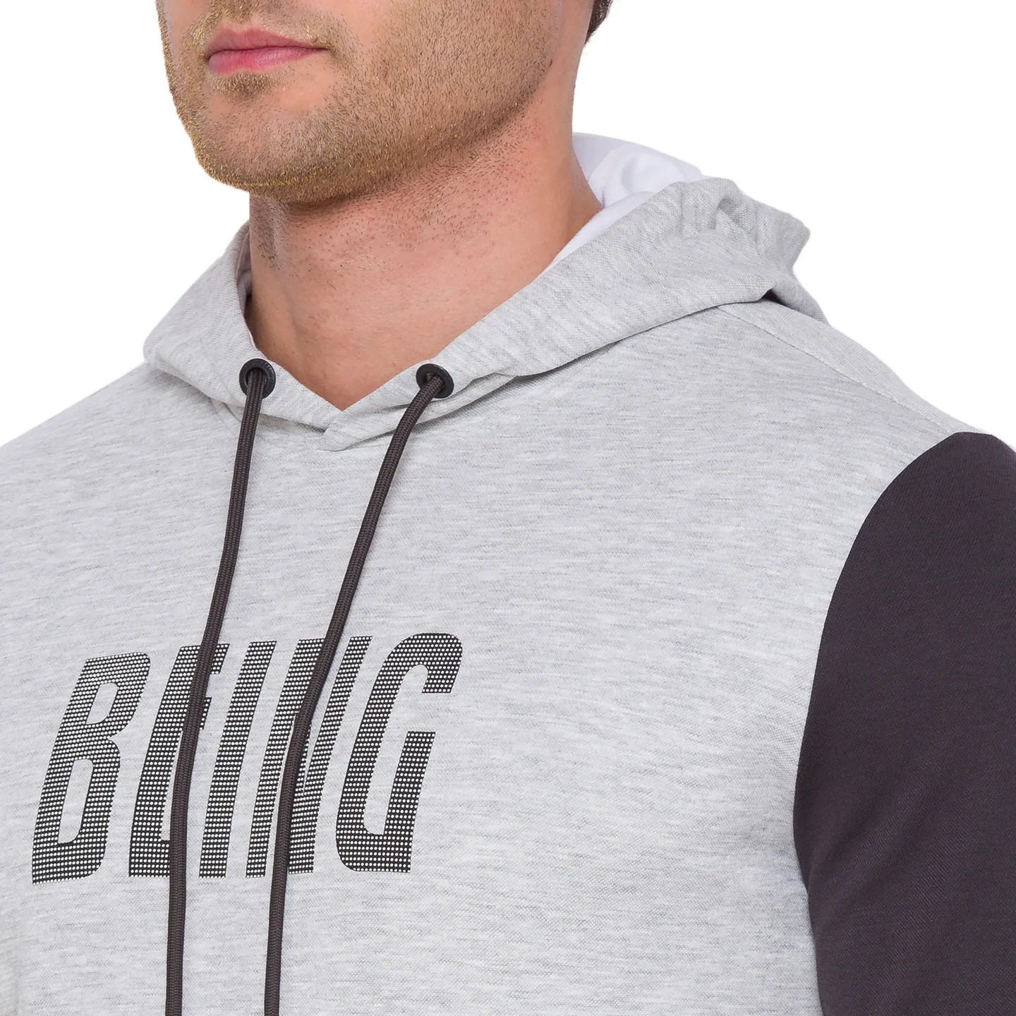 Grey Regular Fit Long Sleeves Cotton Men's Hoodie by Being Human Clothing - Image 5