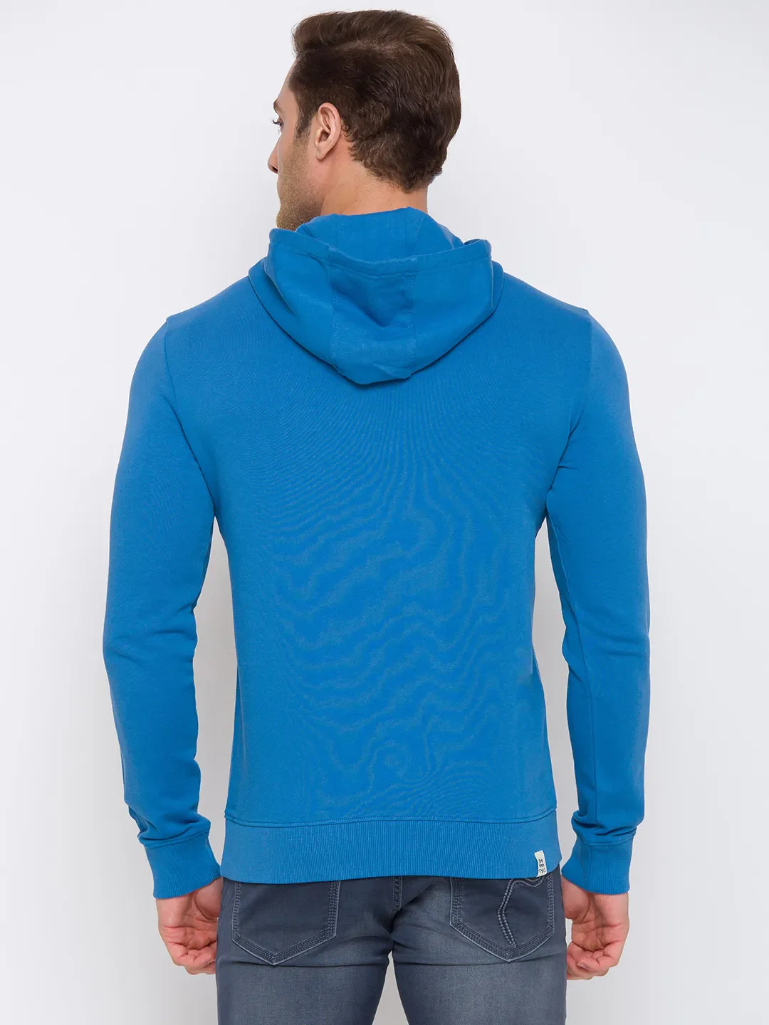 Blue Regular Fit  Long Sleeves Cotton Men's Hoodie by Being Human Clothing - Image 4
