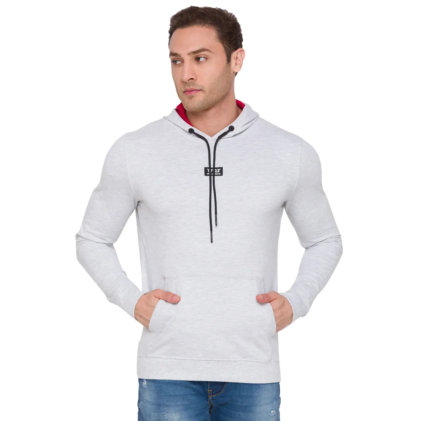 Grey Regular Fit Long Sleeves Cotton Men's Hoodie by Being Human Clothing