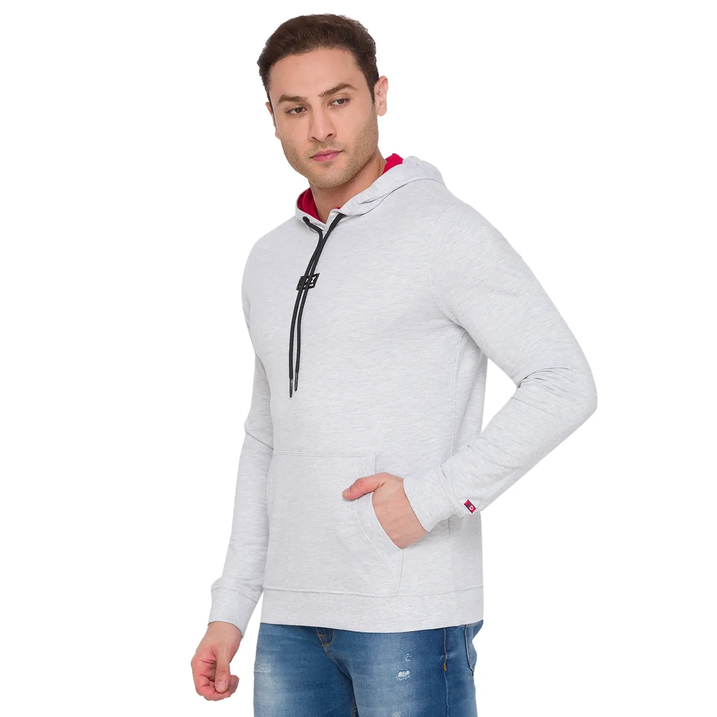 Grey Regular Fit Long Sleeves Cotton Men's Hoodie by Being Human Clothing - Image 4