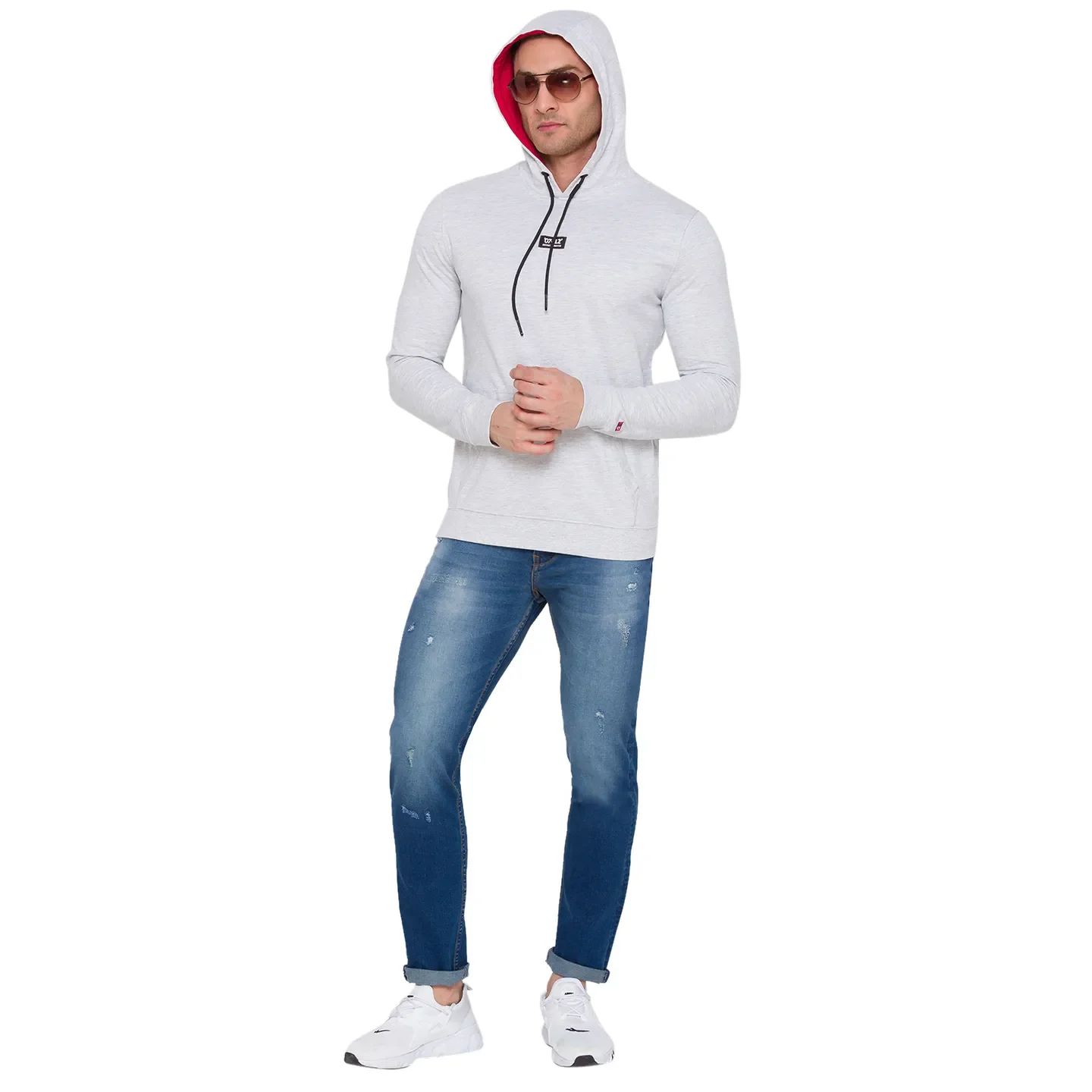Grey Regular Fit Long Sleeves Cotton Men's Hoodie by Being Human Clothing - Image 6