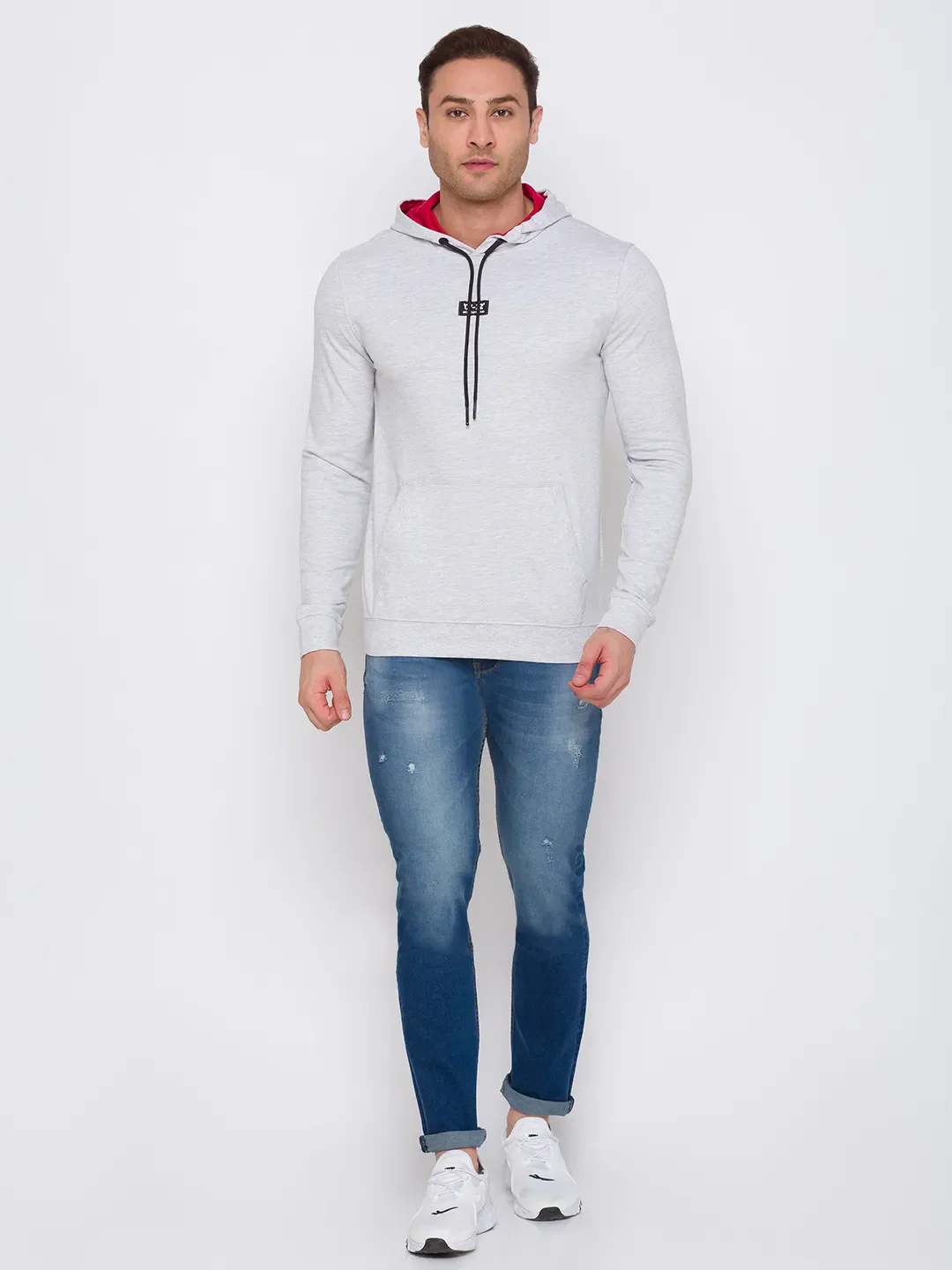Beige Regular Fit Long Sleeves Cotton Men's Hoodie by Being Human Clothing - Image 2