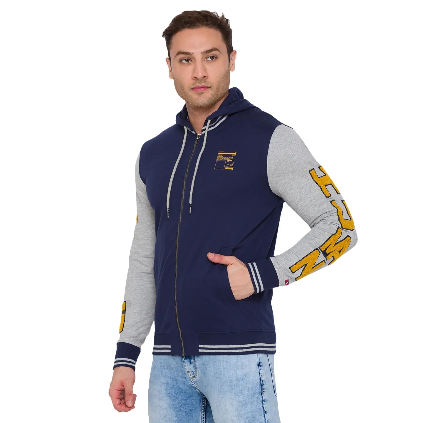 Blue Regular Fit Long Sleeves Cotton Men's Hoodie by Being Human Clothing - Image 2