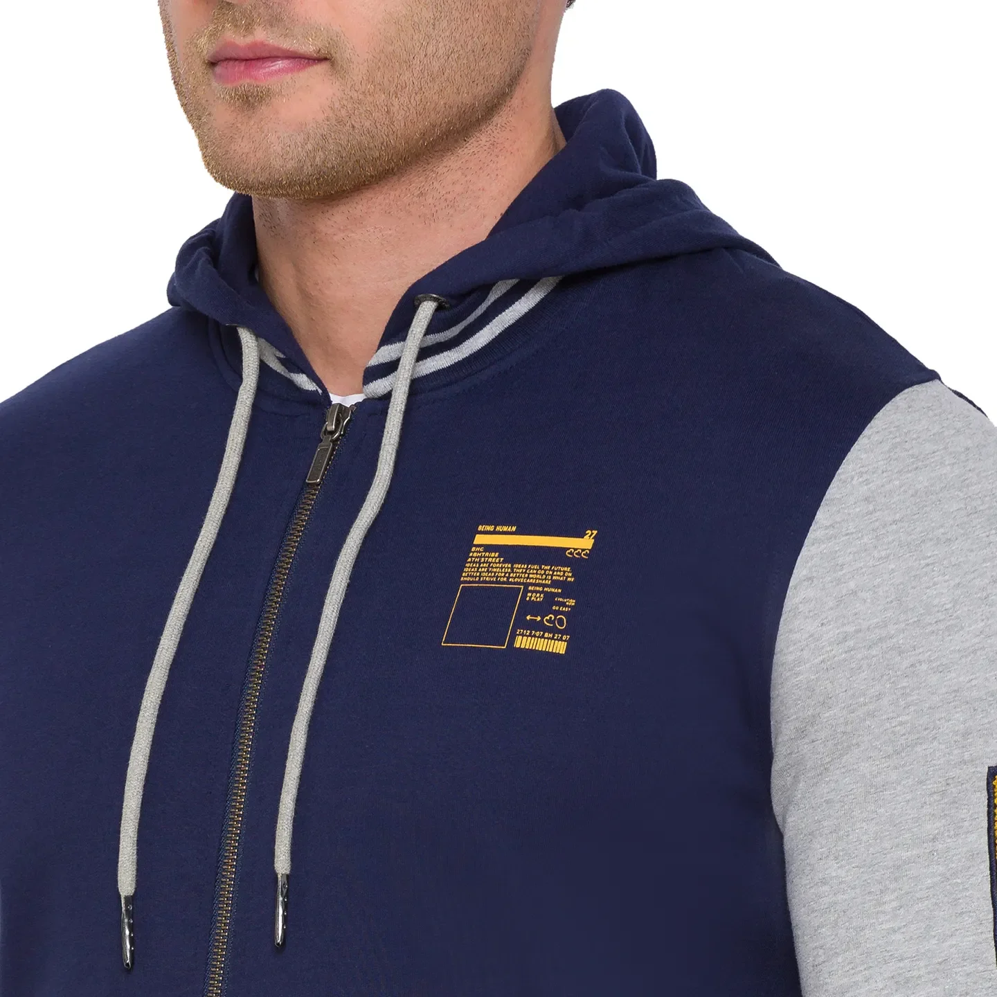 Blue Regular Fit Long Sleeves Cotton Men's Hoodie by Being Human Clothing - Image 4