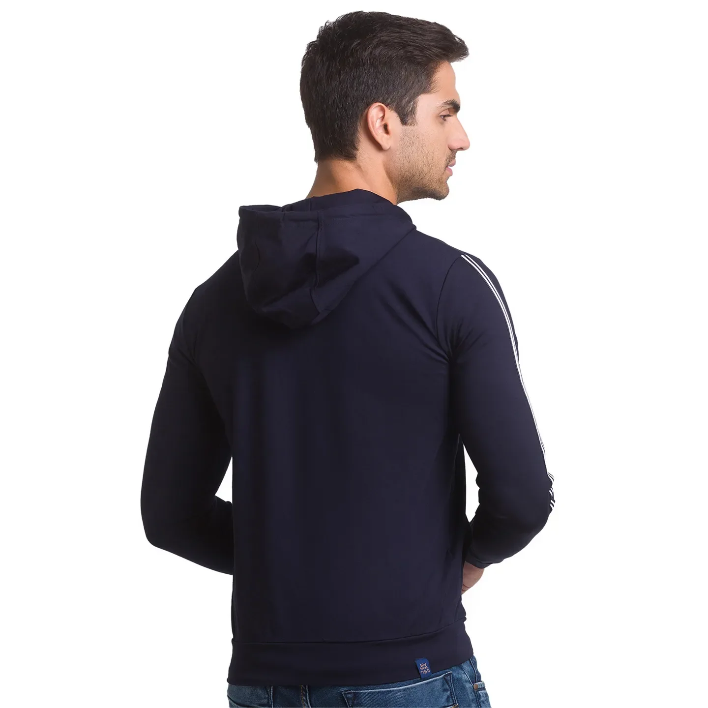 Navy Regular Fit Men's Hoodie by Being Human Clothing - Image 4