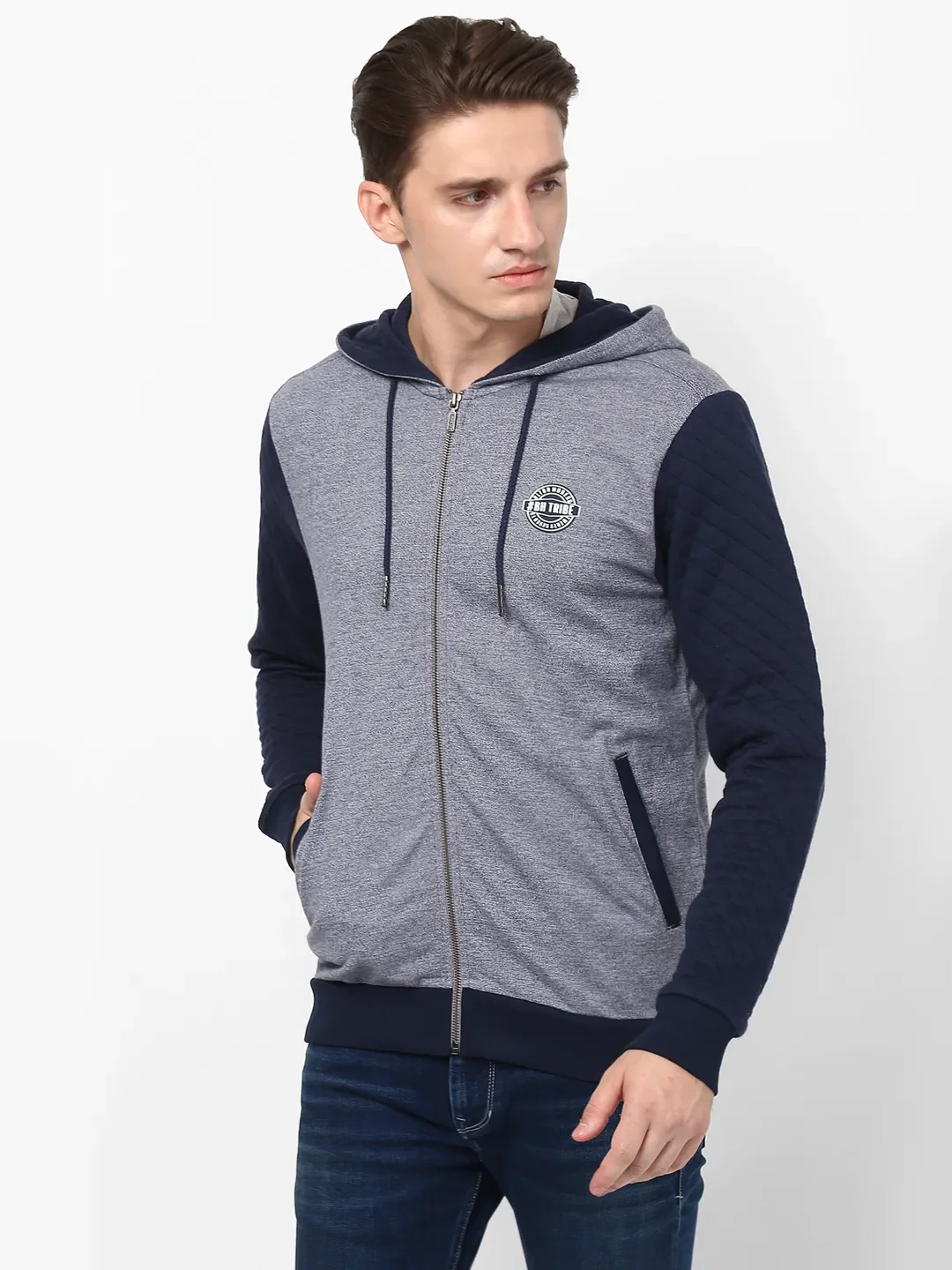 Blue Regular Fit  Long Sleeves Cotton Men's Hoodie by Being Human Clothing