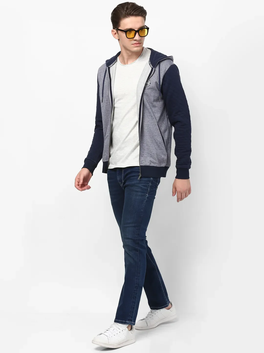Blue Regular Fit  Long Sleeves Cotton Men's Hoodie by Being Human Clothing - Image 2