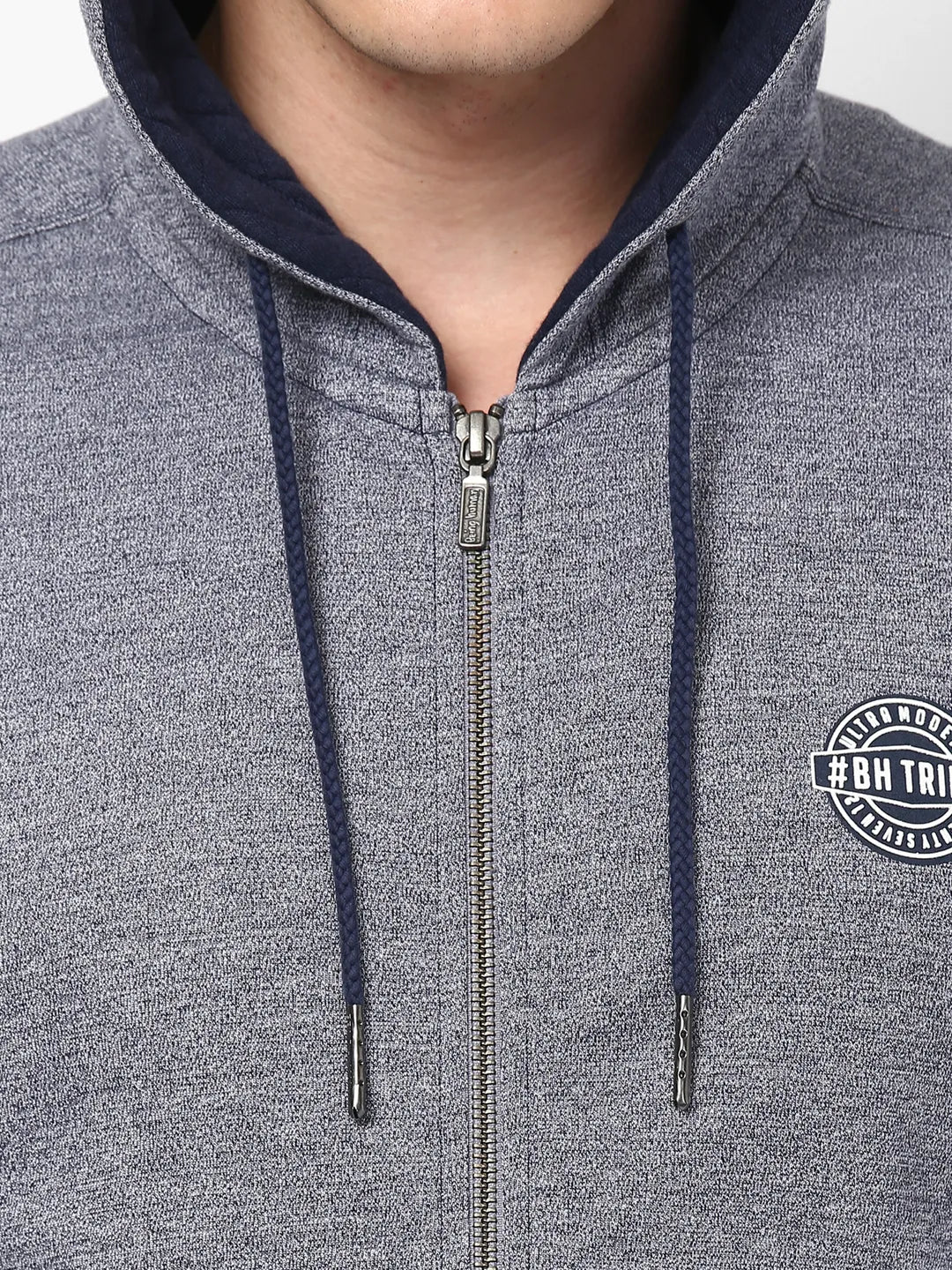 Blue Regular Fit  Long Sleeves Cotton Men's Hoodie by Being Human Clothing - Image 6