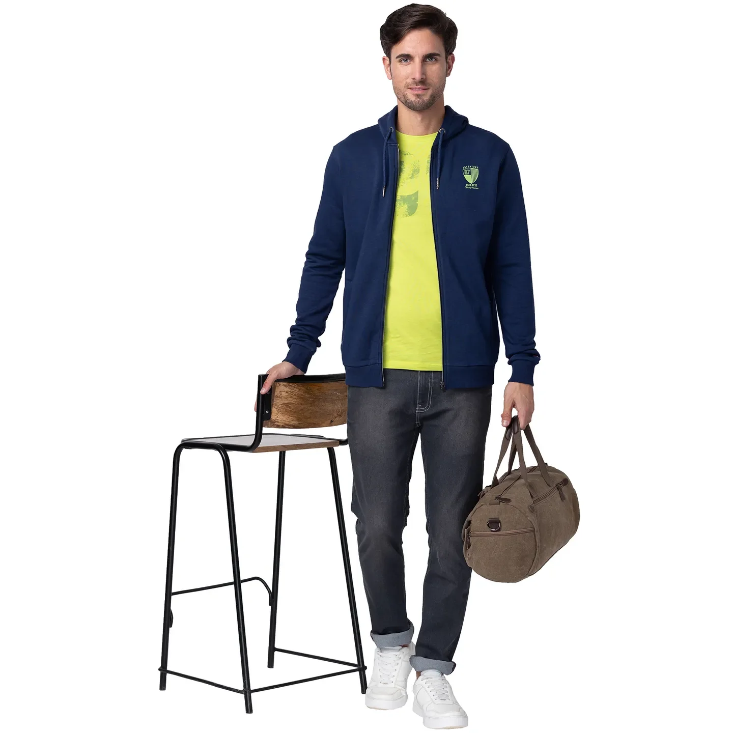 Navy Regular Fit Men's Hoodie by Being Human Clothing - Image 2