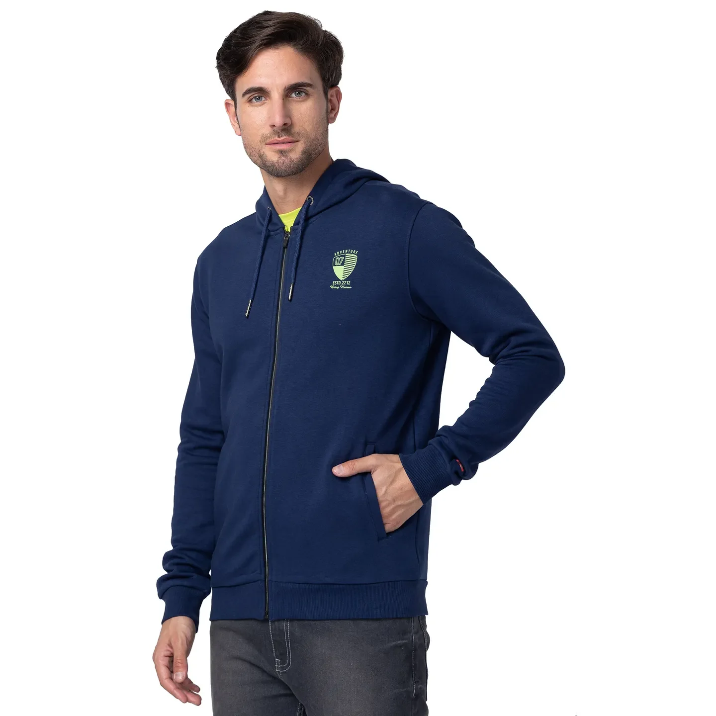 Navy Regular Fit Men's Hoodie by Being Human Clothing - Image 4