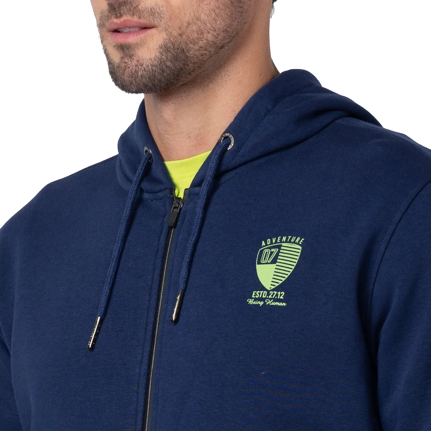 Navy Regular Fit Men's Hoodie by Being Human Clothing - Image 5